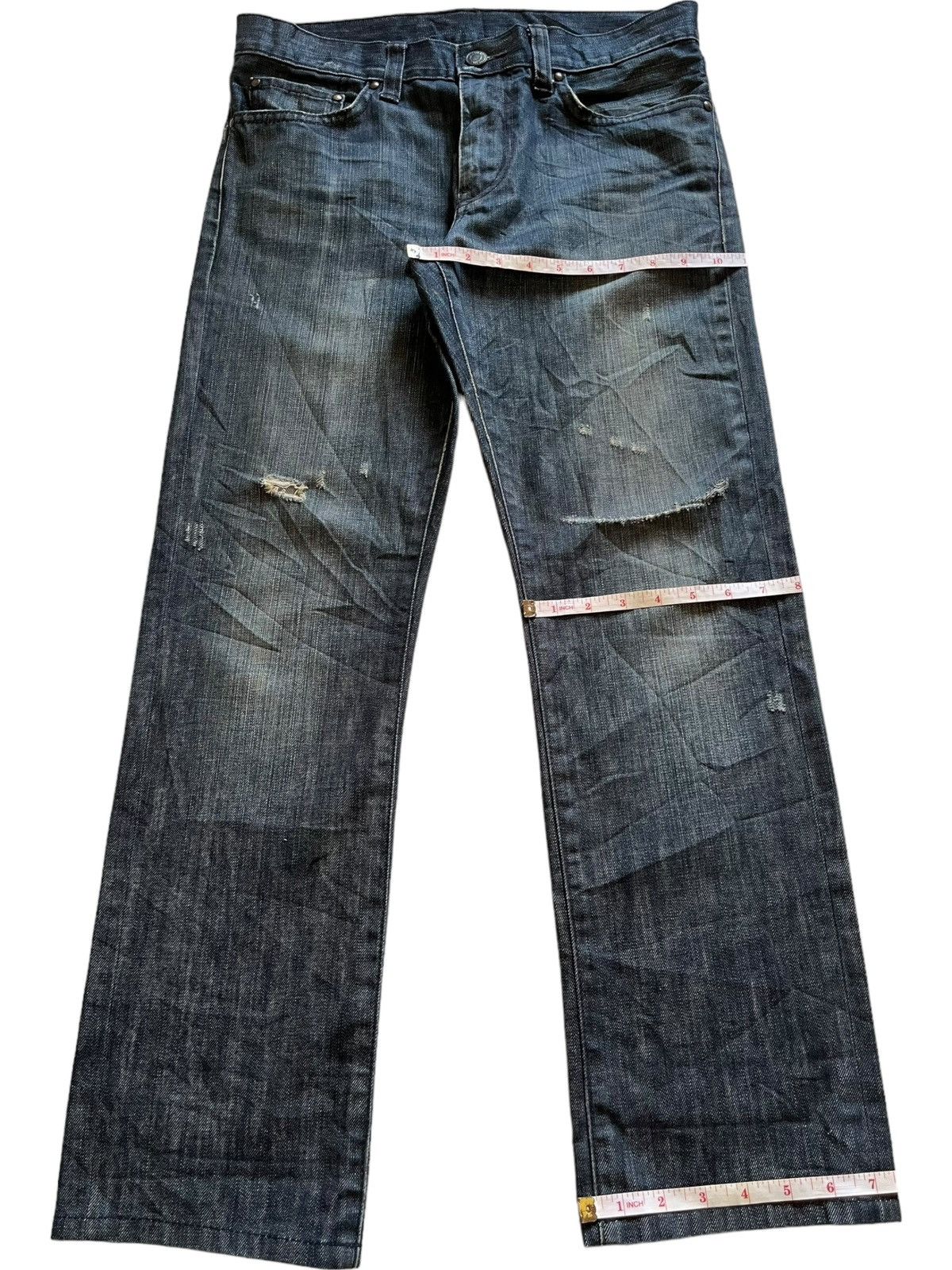 Japanese Brand × Uniqlo SALES🔥Vintage Uniqlo Mud Wash Distressed Slim Fit Jeans Size US 32 / EU 48 - 13 Thumbnail