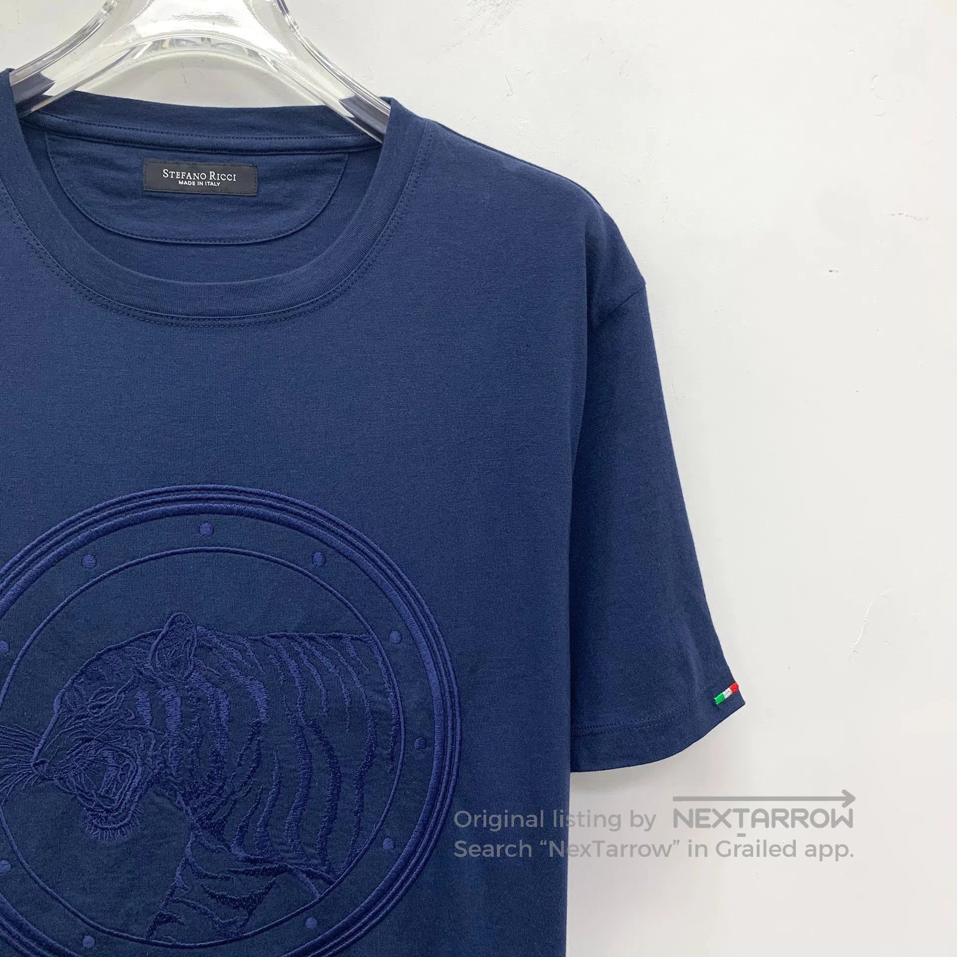 Stefano Ricci Stefano Ricci Dark Blue Cotton Tiger Logo Embroidered Roun Size US M / EU 48-50 / 2 - 3 Thumbnail