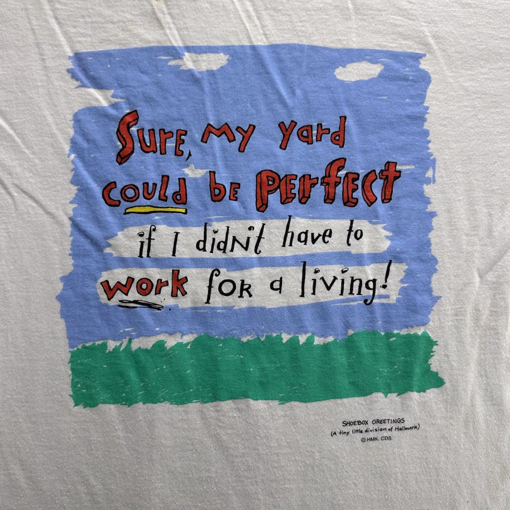 Jerzees VINTAGE Jerzees T-Shirt Mens XL White 50/50 Crew Neck Graphic Print Funny Yard Work Hallmark Shoebox Greetings 90s Size US XL / EU 56 / 4 - 2 Thumbnail