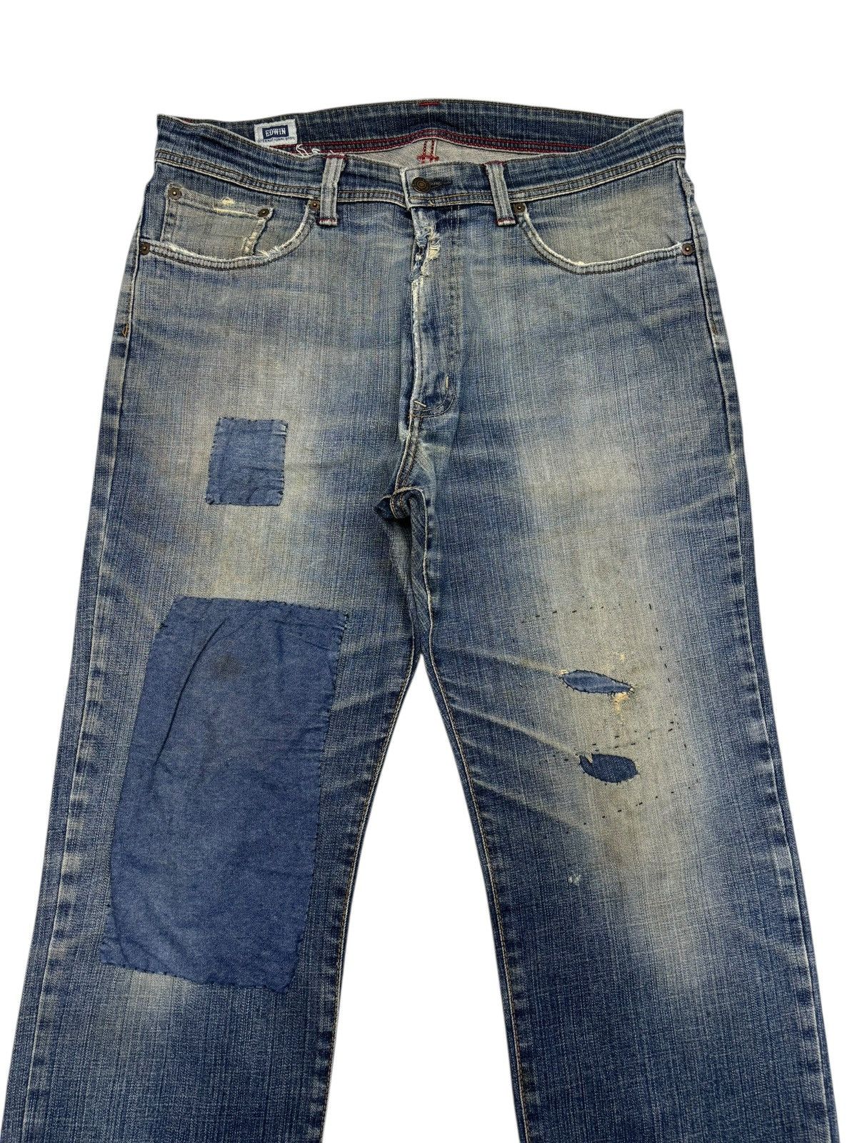 Kapital EDWIN PATCHWORK DISTRESSED DENIM JEANS LOOSE FIT Size US 36 / EU 52 - 5 Thumbnail