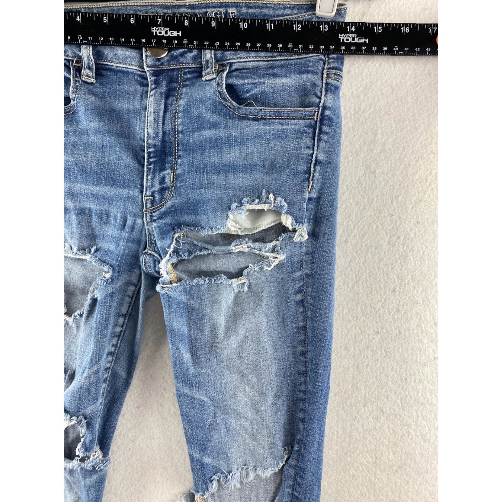 American Eagle Outfitters American Eagle Outfitters Jeans Womens 4 Jegging Stretch Ankle Denim Destroyed High Rise 27in 5-Pocket Blue Size 27" / US 4 / IT 40 - 4 Thumbnail