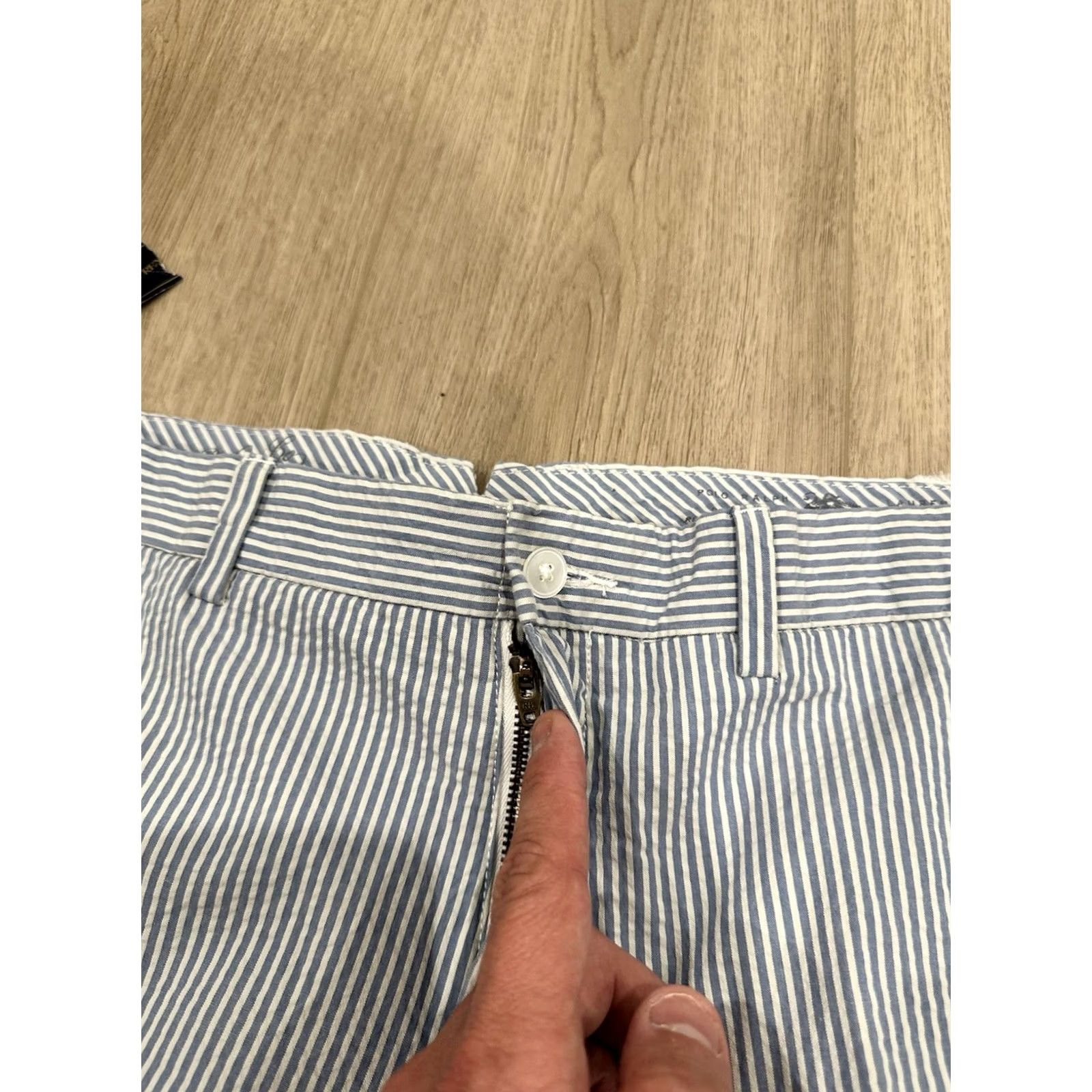 Polo Ralph Lauren NWT Polo Ralph Lauren Preston Pant Mens 38x30 Blue Striped Seersucker Shirt Pants Casual Chino Size US M / EU 48-50 / 2 - 5 Thumbnail