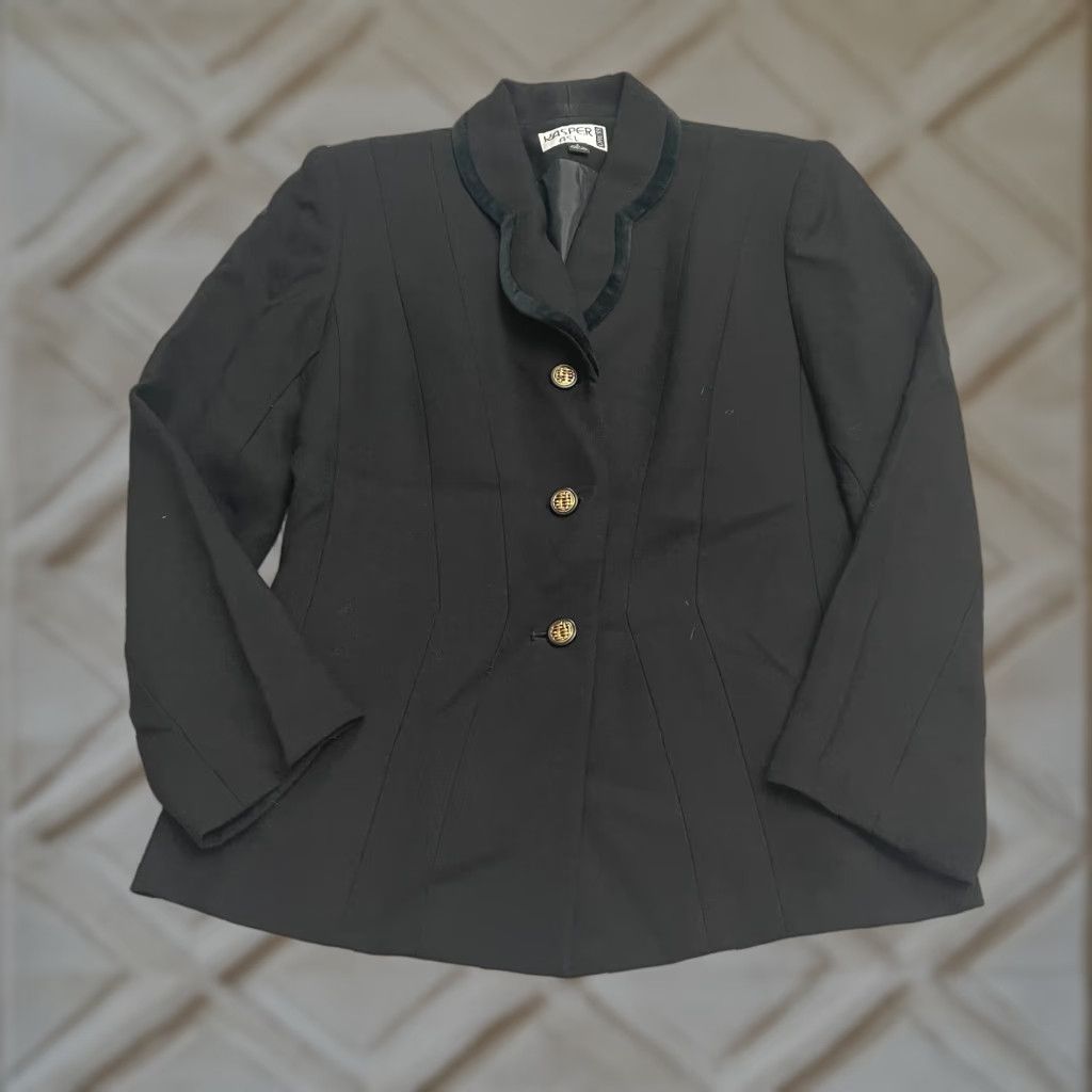Kasper VINTAGE Kasper Blazer Jacket Womens 4 Black Single Breasted 3 Button Lined Work Size S / US 4 / IT 40 - 1 Thumbnail
