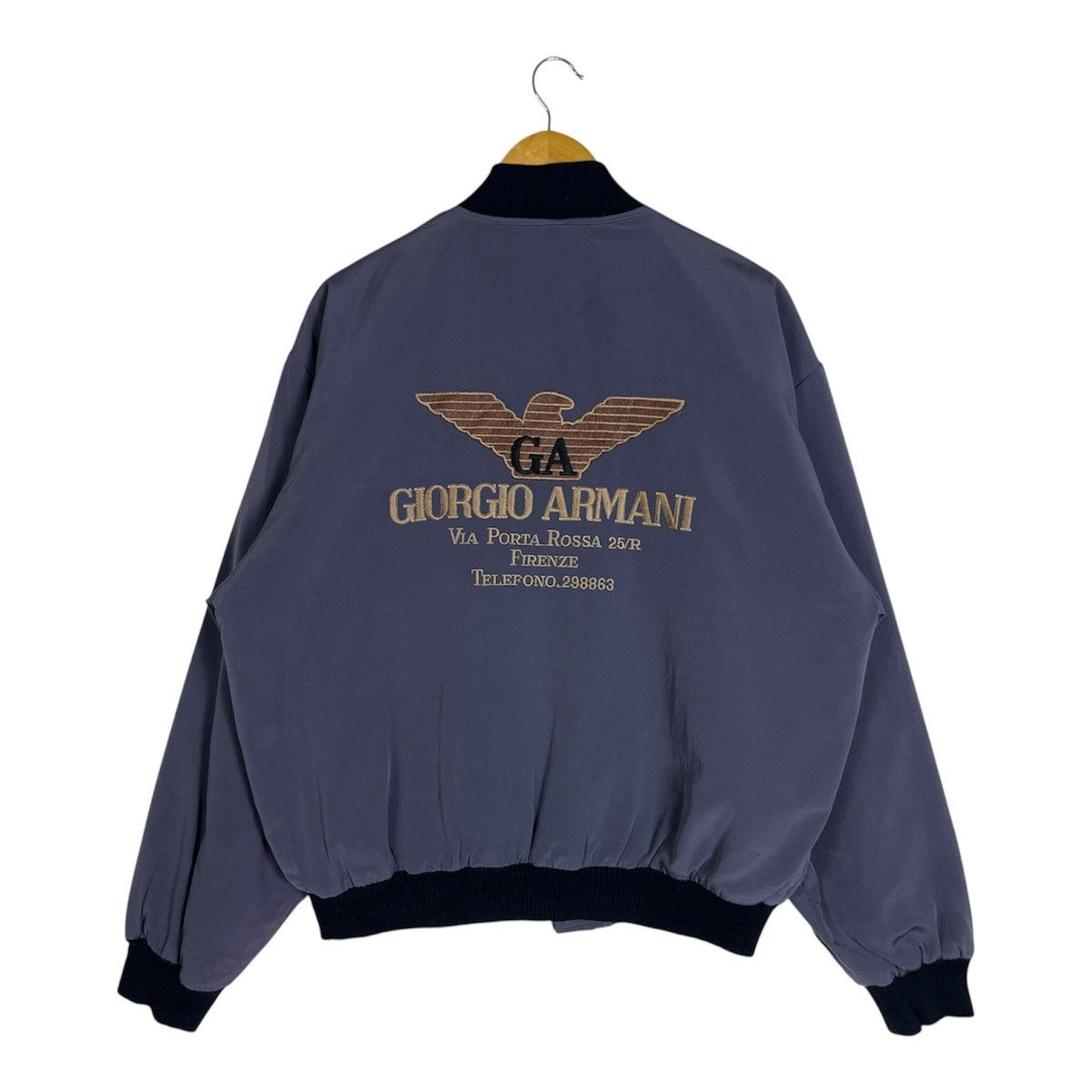 Giorgio Armani Vintage Giorgio Armani Eagle Firenze Address Bomber Jacket Size US M / EU 48-50 / 2 - 1 Thumbnail