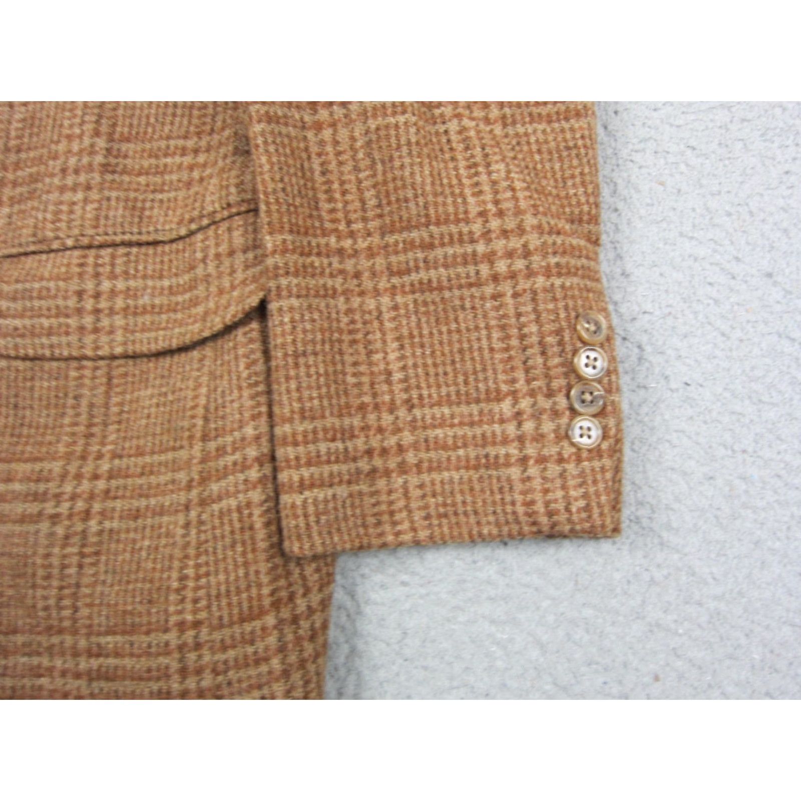 Lands' End VINTAGE Lands' End Blazer Jacket Mens 44R Brown Wool Tweed 80s Stadium Size 44R - 3 Thumbnail