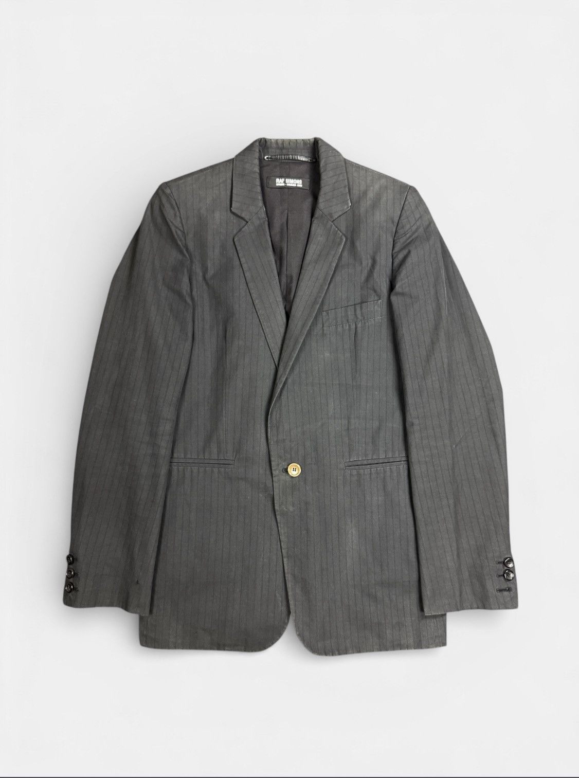 Raf Simons Raf Simons - SS03 Pinstripe Single Button Blazer Size US M / EU 48-50 / 2 - 1 Thumbnail