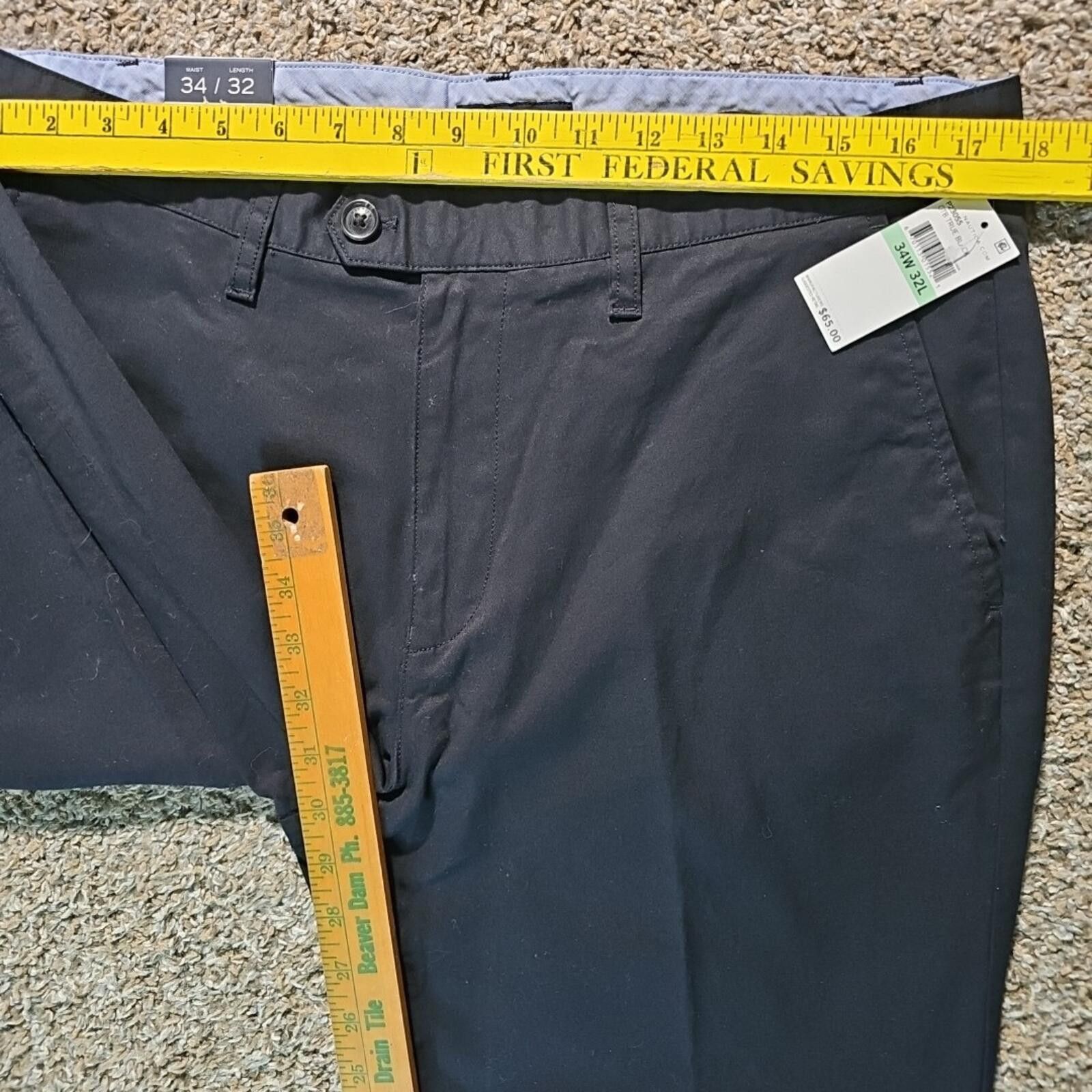 Nautica Nautica 34/32 Tailored Fit Black Beacon Pants NWT Size US 34 / EU 50 - 6 Thumbnail