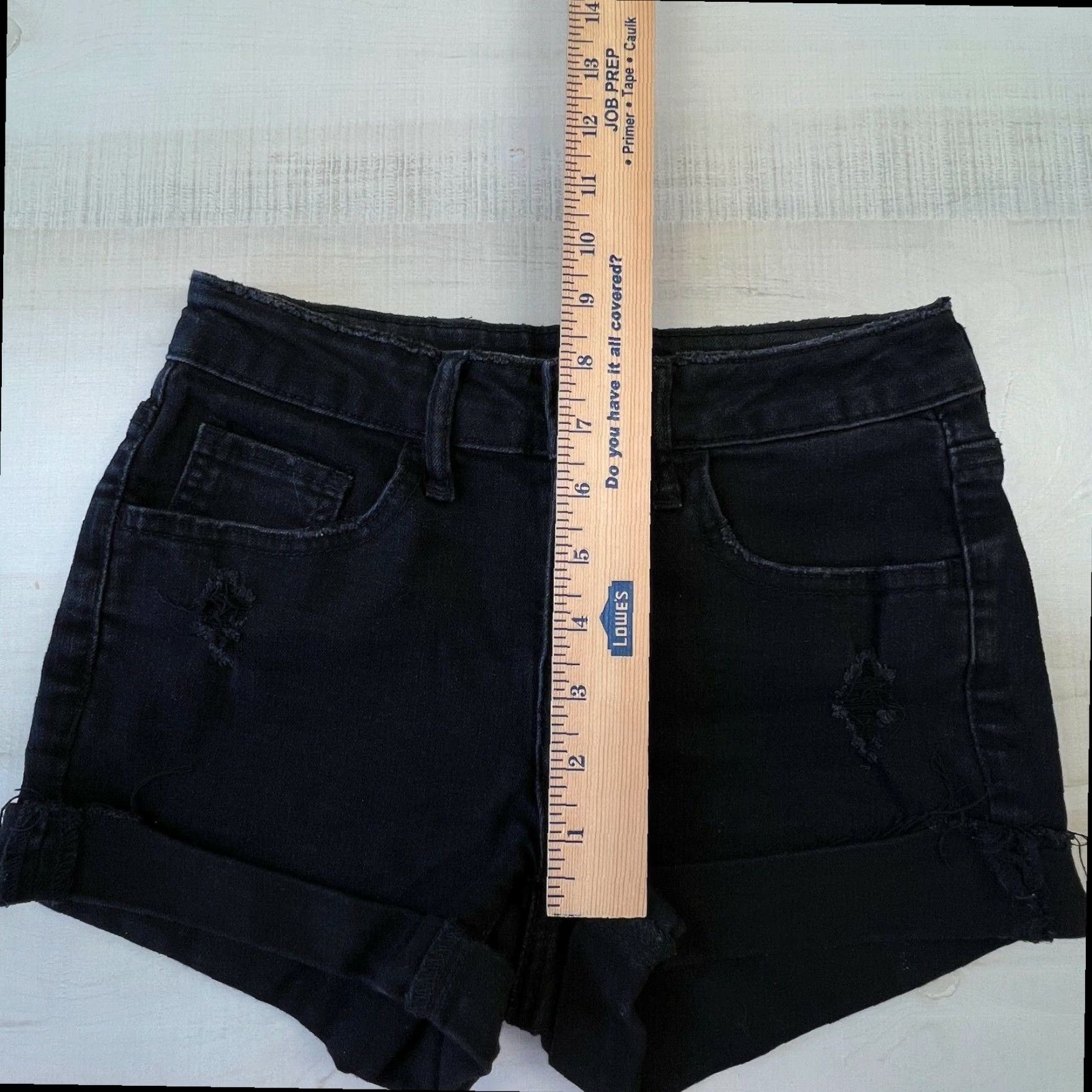 Vintage SO Womens Junior High Rise Distressed Denim Shorts Black Size 25" / US 0 / IT 36 - 6 Thumbnail