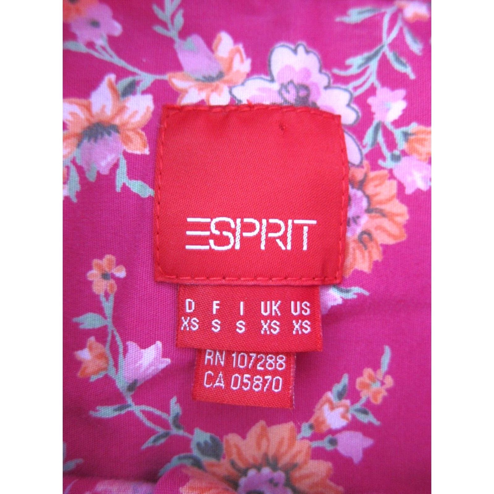 Esprit Esprit Cotton Stretch Floral Pink Green Long Sleeve Western Blouse XS Vintage Women Collared Shirt Grated? Size XS / US 0-2 / IT 36-38 - 4 Thumbnail