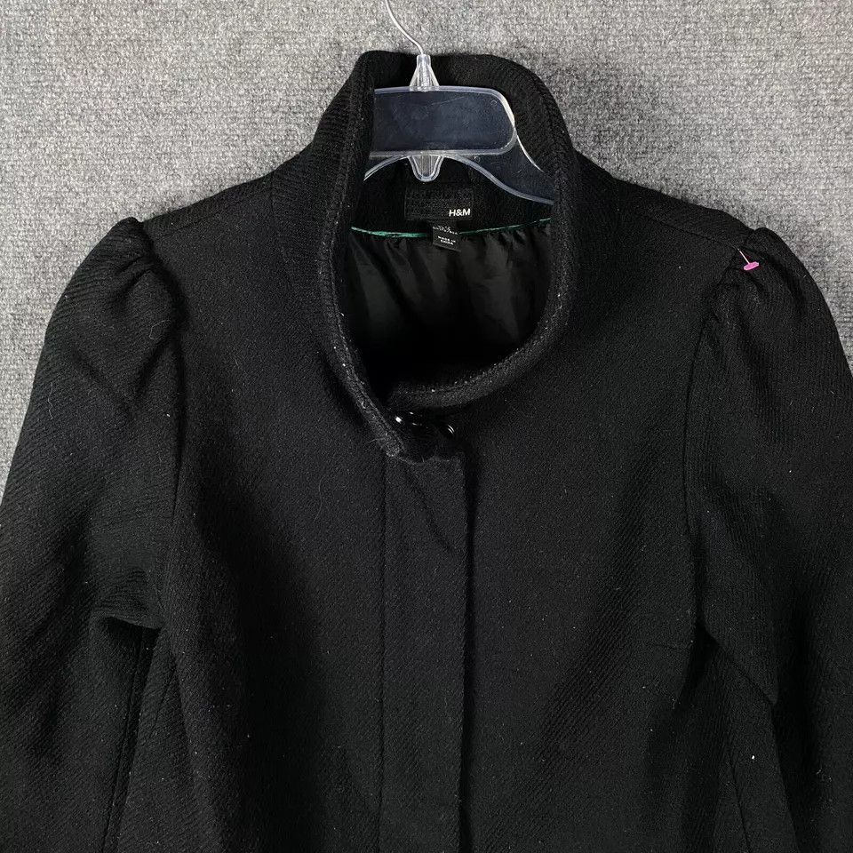 H&M H&M Coat Women's Size 10 Full Zip Black Wool Blend Long Size L / US 10 / IT 46 - 2 Thumbnail