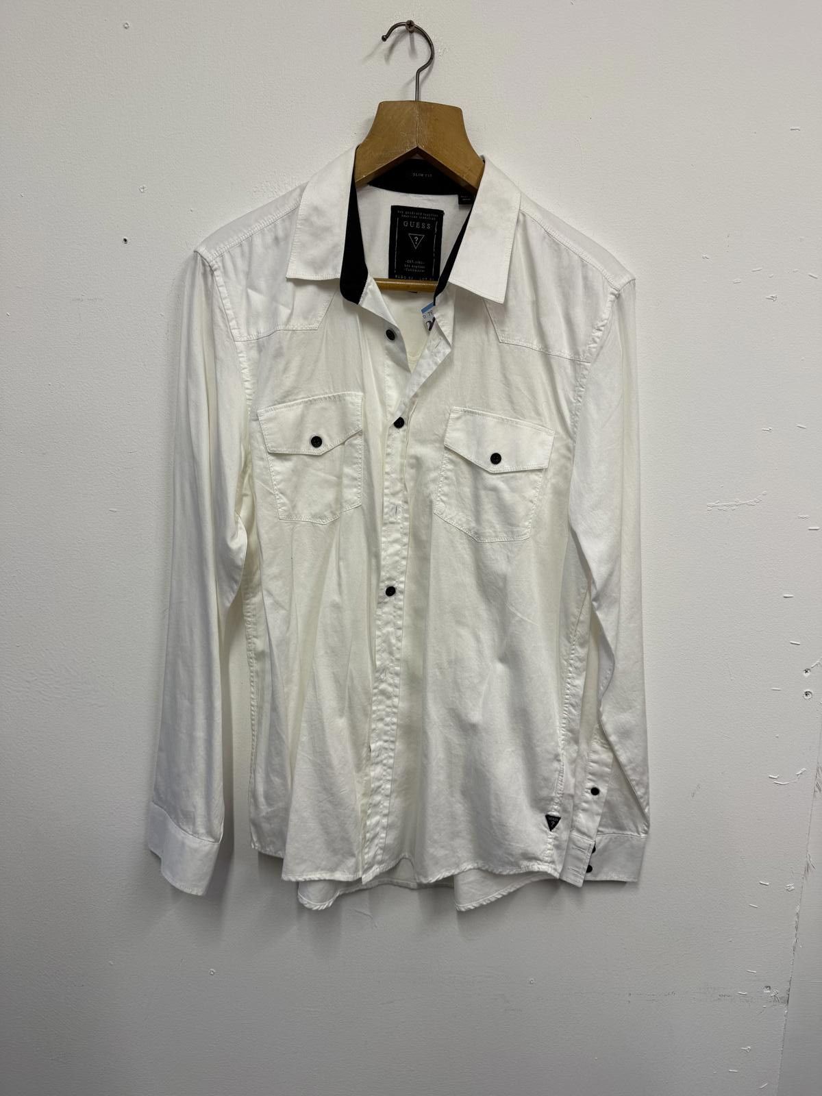 Guess Guess Men's White Long Sleeve Button-Up Shirt Size US M / EU 48-50 / 2 - 1 Thumbnail