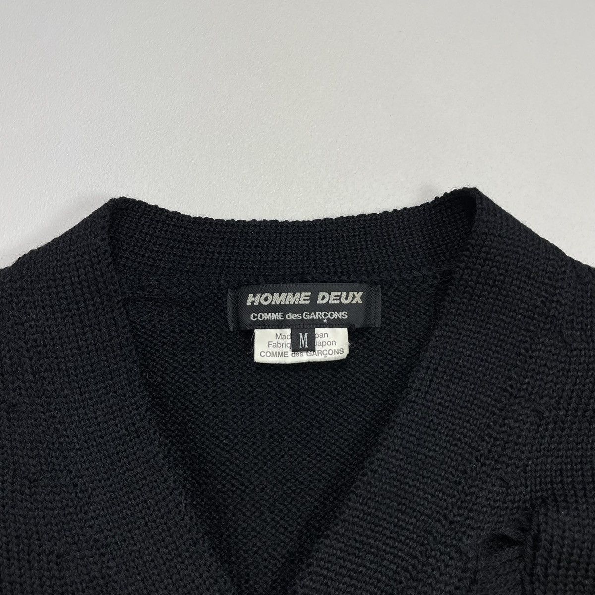 Comme des Garcons Homme Deux A/W 18 ‘Destroyed Detail’ Black Cardigan Size US M / EU 48-50 / 2 - 5 Thumbnail