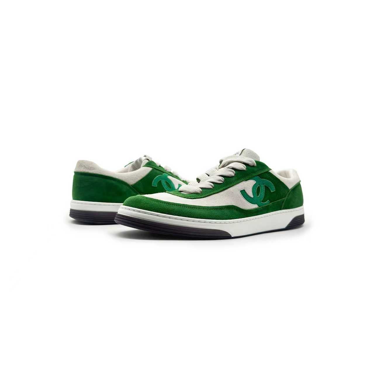 Chanel Chanel 23P Suede CC White&Green Low Top Sneakers Size US 12 / EU 45 - 2 Thumbnail