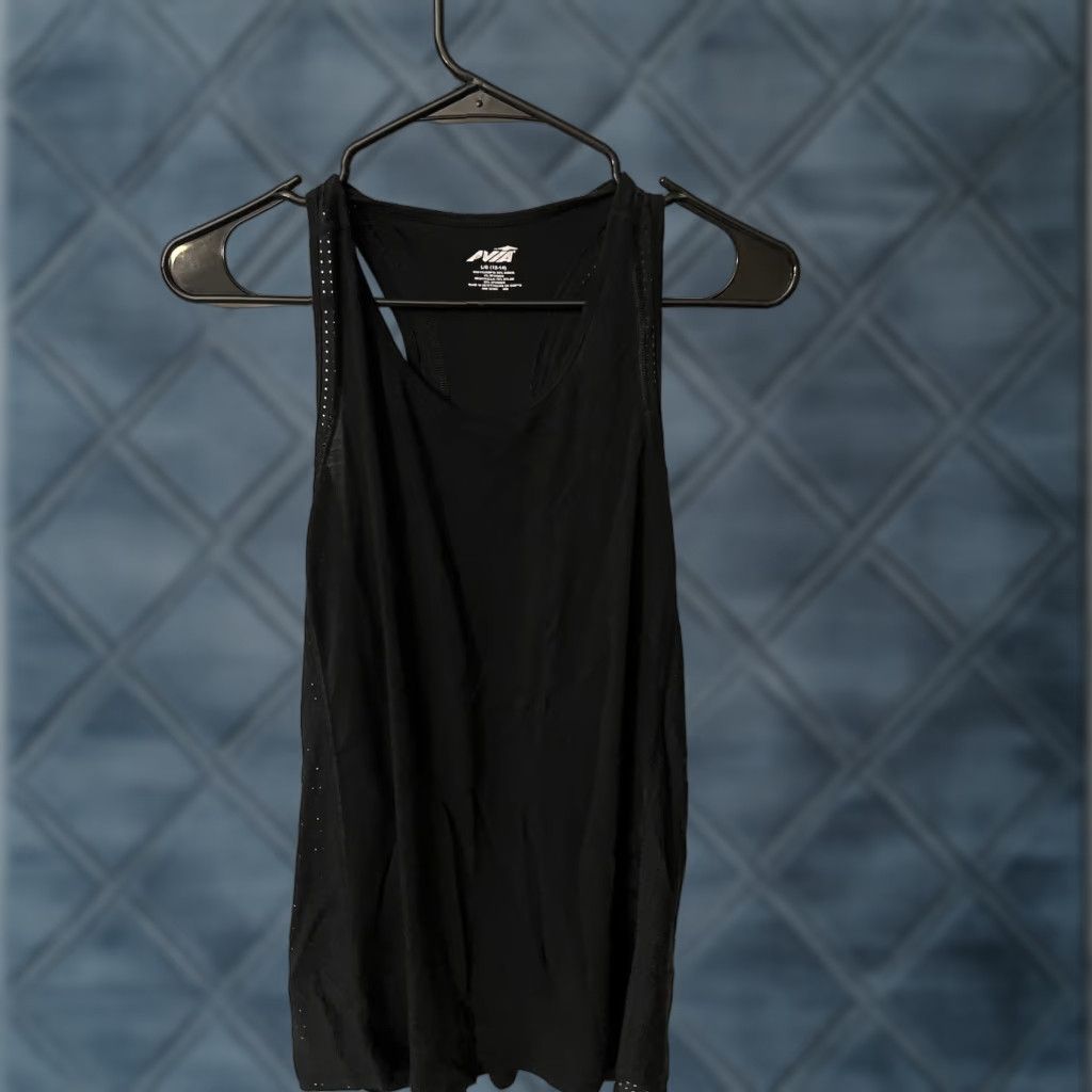 Avia Avia Tank Women's L Black Polyester Blend Breathable Sports Performance Pullover Racerback Short Sleeve Activewear Gym & Training Summer Size L / US 10 / IT 46 - 1 Thumbnail