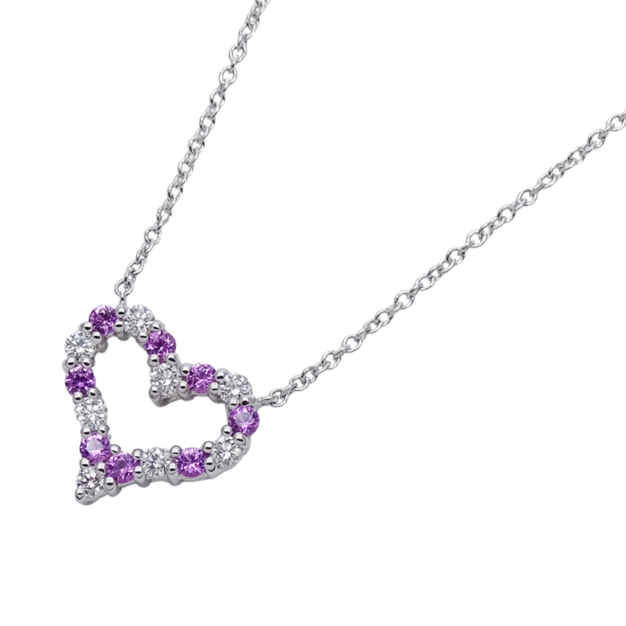 Tiffany & Co. Tiffany & Co. Women's Sentimental Heart Necklace in PT950 Platinum with Diamonds and Pink Sapphires, Polished Size ONE SIZE - 1 Thumbnail