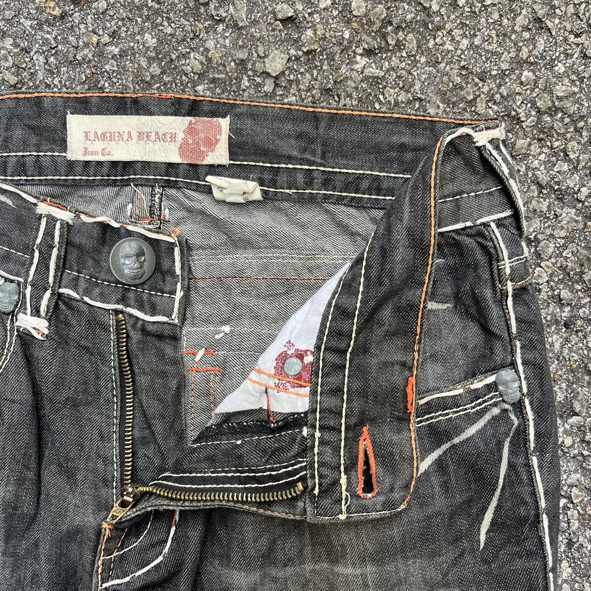 Japanese Brand Laguna Beach Jeans Fat Stitch Rare Skulls Pants Vintage Y2K Size US 32 / EU 48 - 7 Thumbnail
