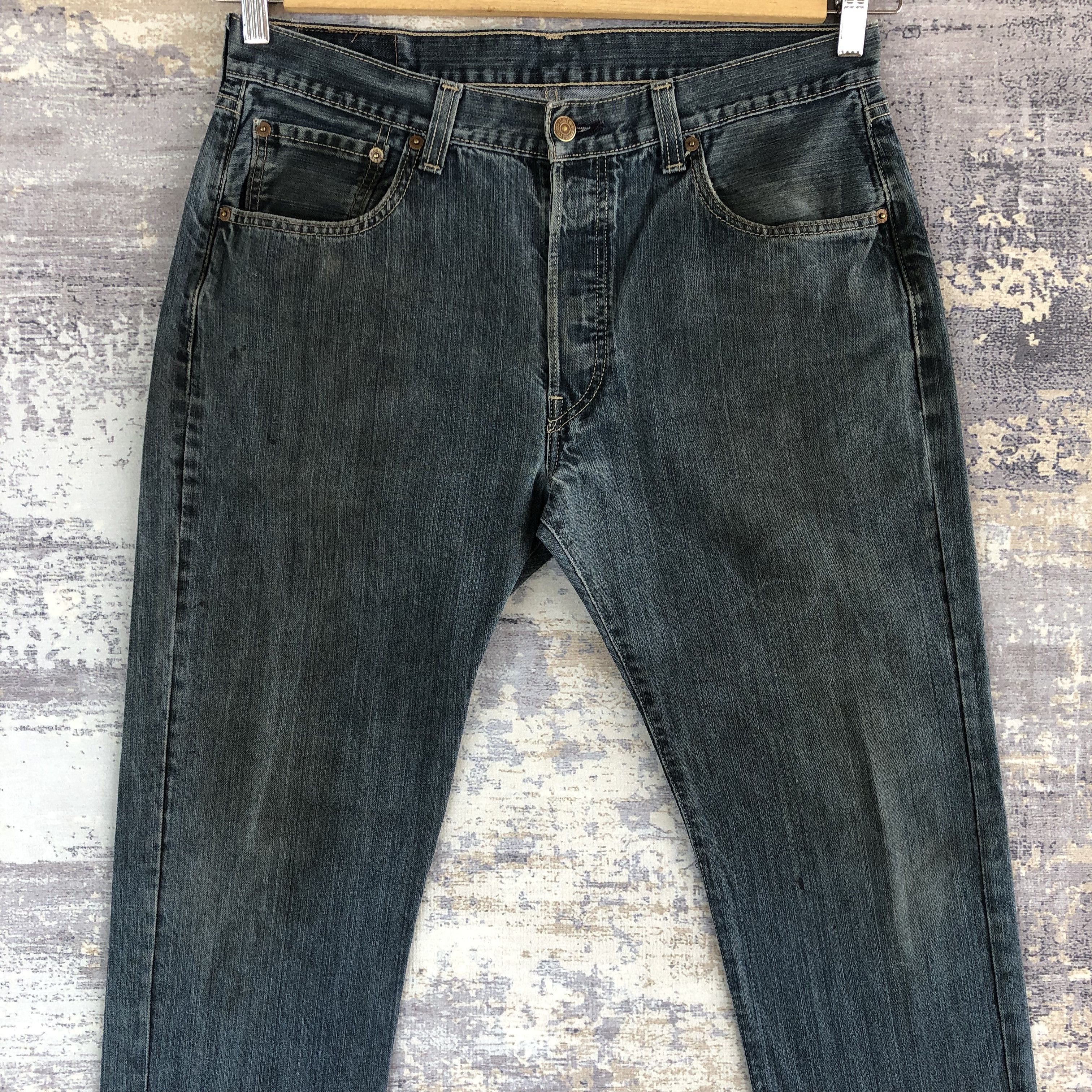 Levi's Vintage Y2K Levis 501 Dirty Mud Jeans Levi's Faded Denim Size US 32 / EU 48 - 3 Thumbnail