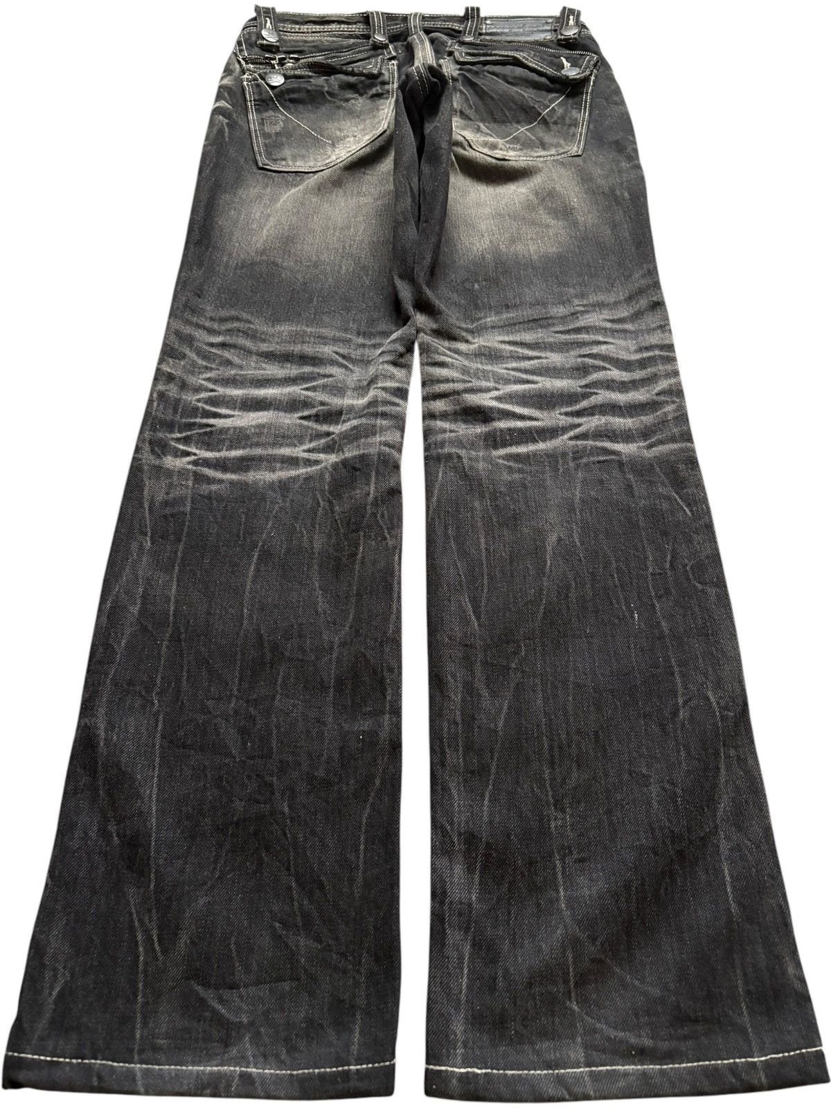 Japanese Brand × Seditionaries Vintage Japanese Brand Faded Mud Wash Skull Rip Loose Jeans Size US 31 - 2 Thumbnail