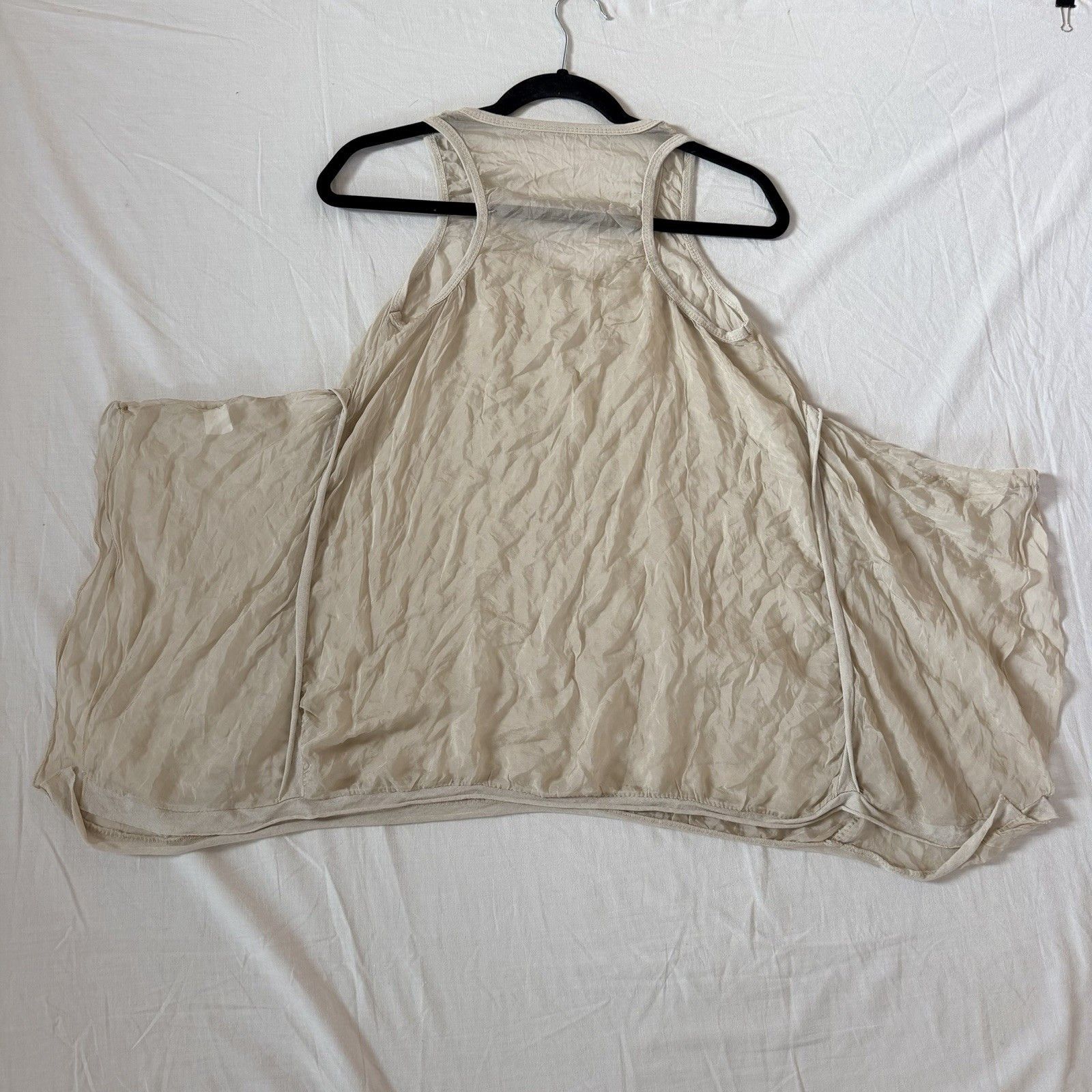 Other Italian Silk Avant Garde Asymmetrical Sheer Tunic Top Beige Size ONE SIZE - 8 Thumbnail