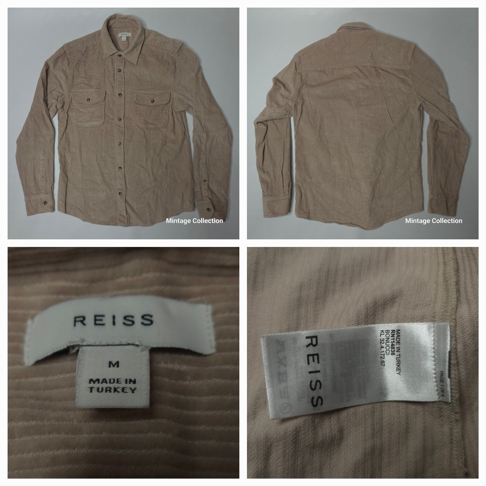 Reiss REISS Bonucci Corduroy Twin Pocket Beige Long sleeve Shirt M Size US M / EU 48-50 / 2 - 1 Thumbnail