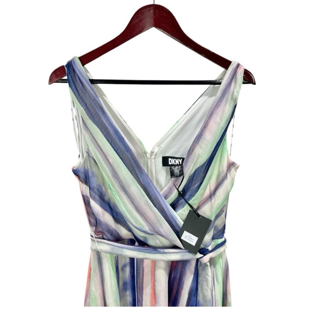 DKNY NEW DNKY Sleeveless Wrap Dress- Ivy Sun Multi Stripe Size 8 Size M / US 6-8 / IT 42-44 - 6 Thumbnail