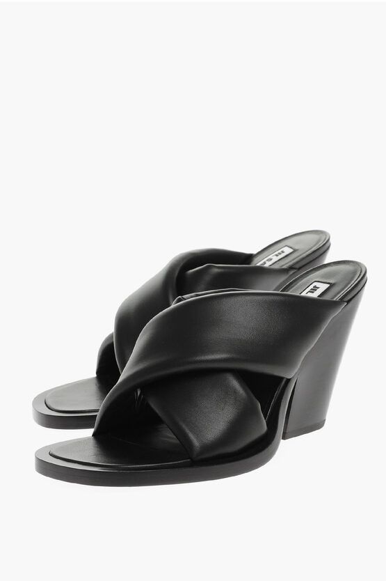 image of Jil Sander Crossed Leather Mule Shoess 10 Cm Shoes in Black, Women's