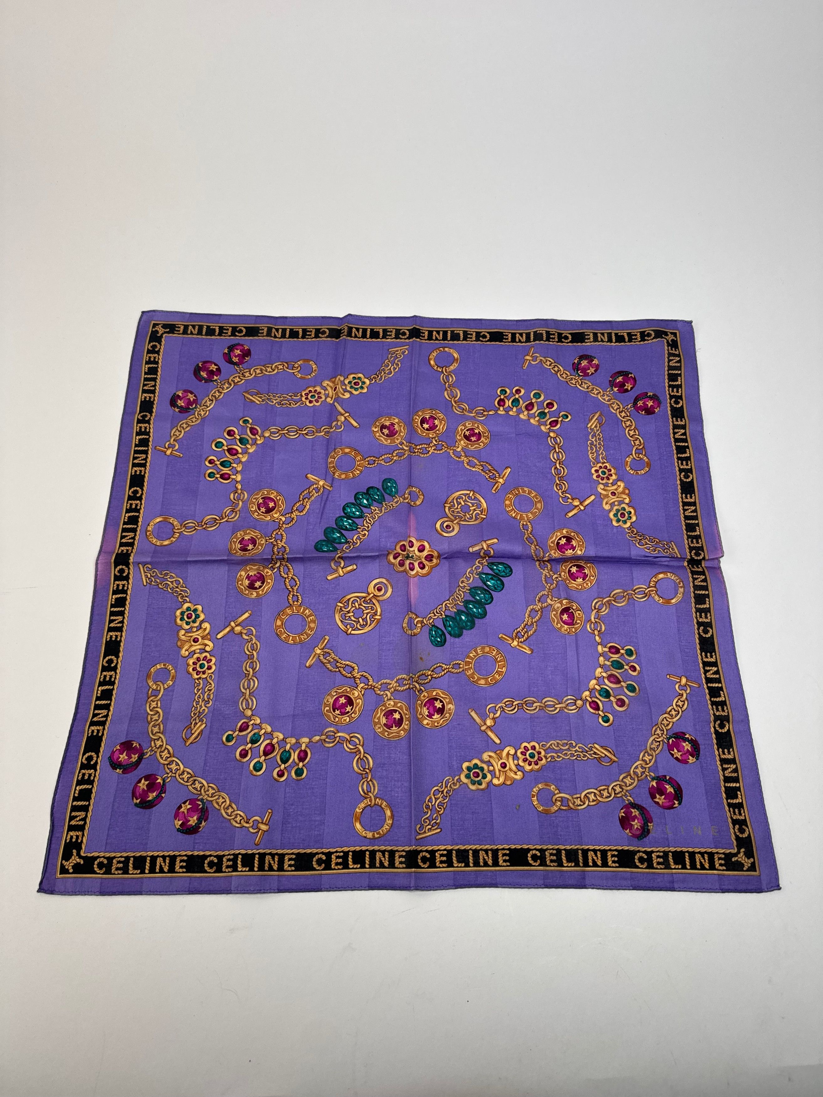 Celine Vintage Paris Scarf Purple Gold Size ONE SIZE - 1 Thumbnail