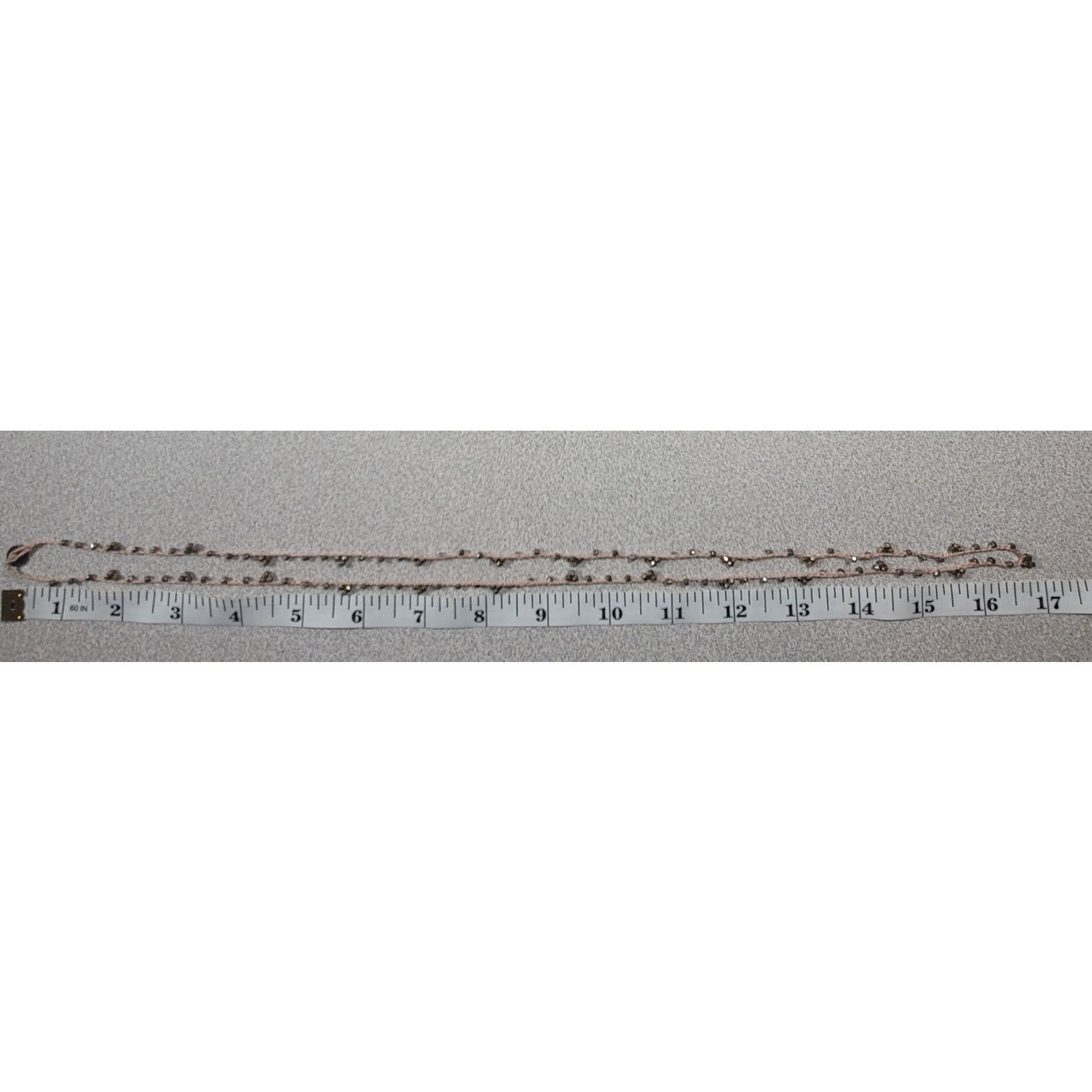 Other Pink Braided Gold / Brass Small Beads 16" Necklace Delicate Size ONE SIZE - 4 Thumbnail