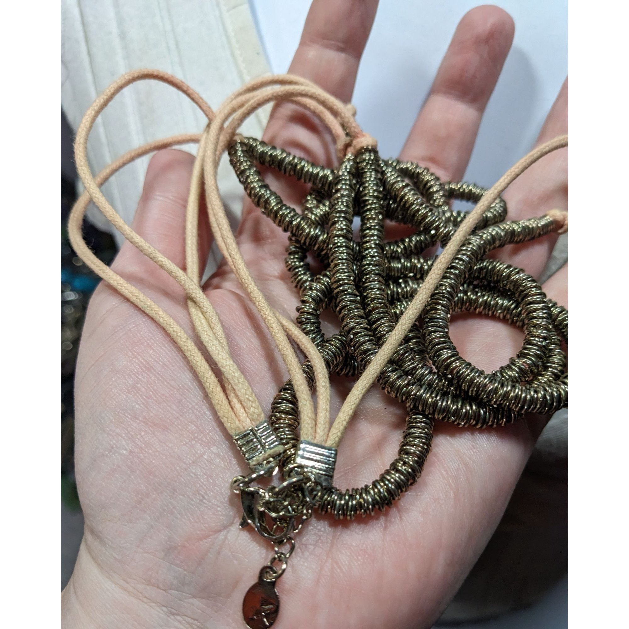 Other Vintage Boho Chic Metal Ring On Cord Layered Necklace Size ONE SIZE - 3 Thumbnail
