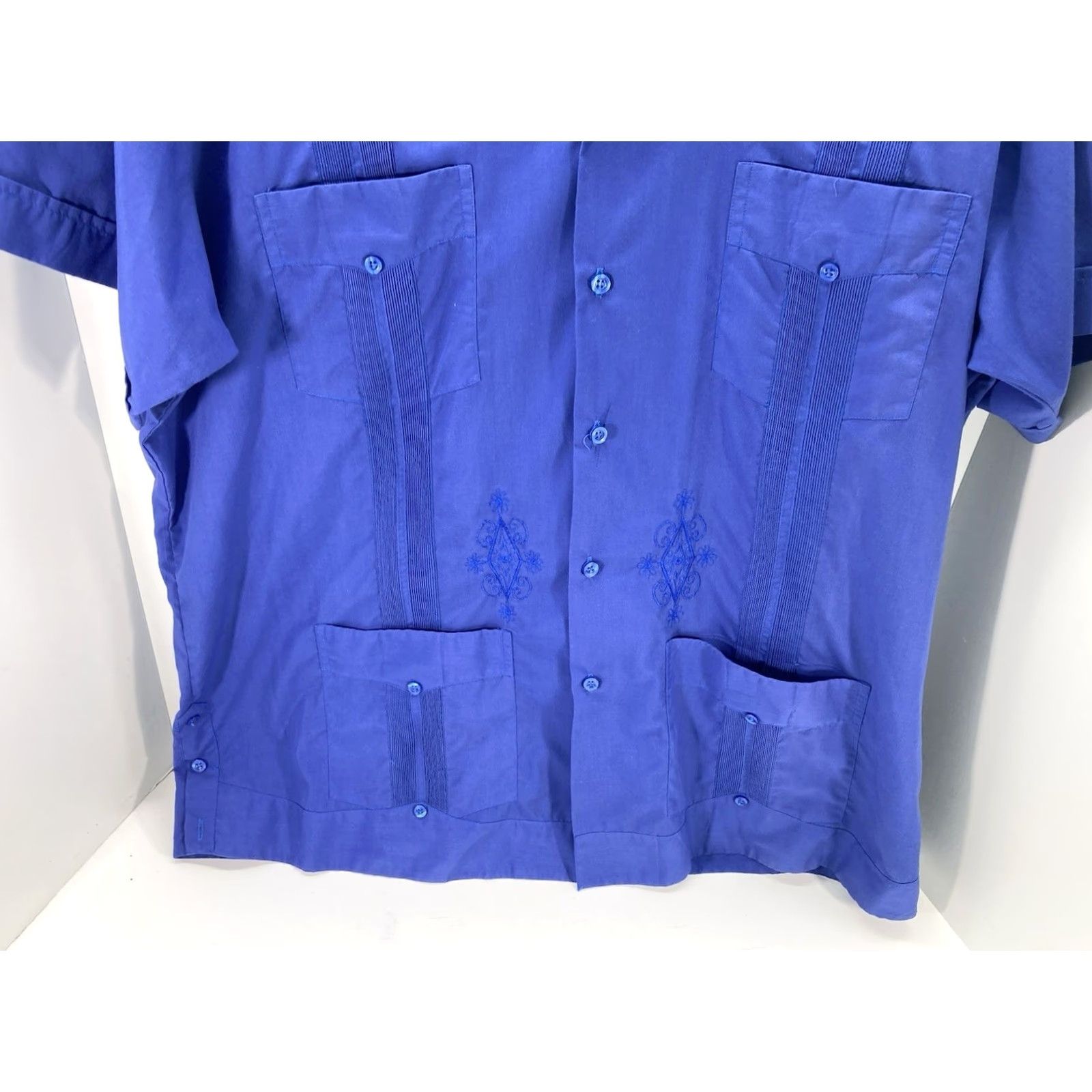 Vintage Princeton Yucatan Guayabera Shirt Men XL Blue Short Sleeve Button-Up Pocket Size US XL / EU 56 / 4 - 3 Thumbnail