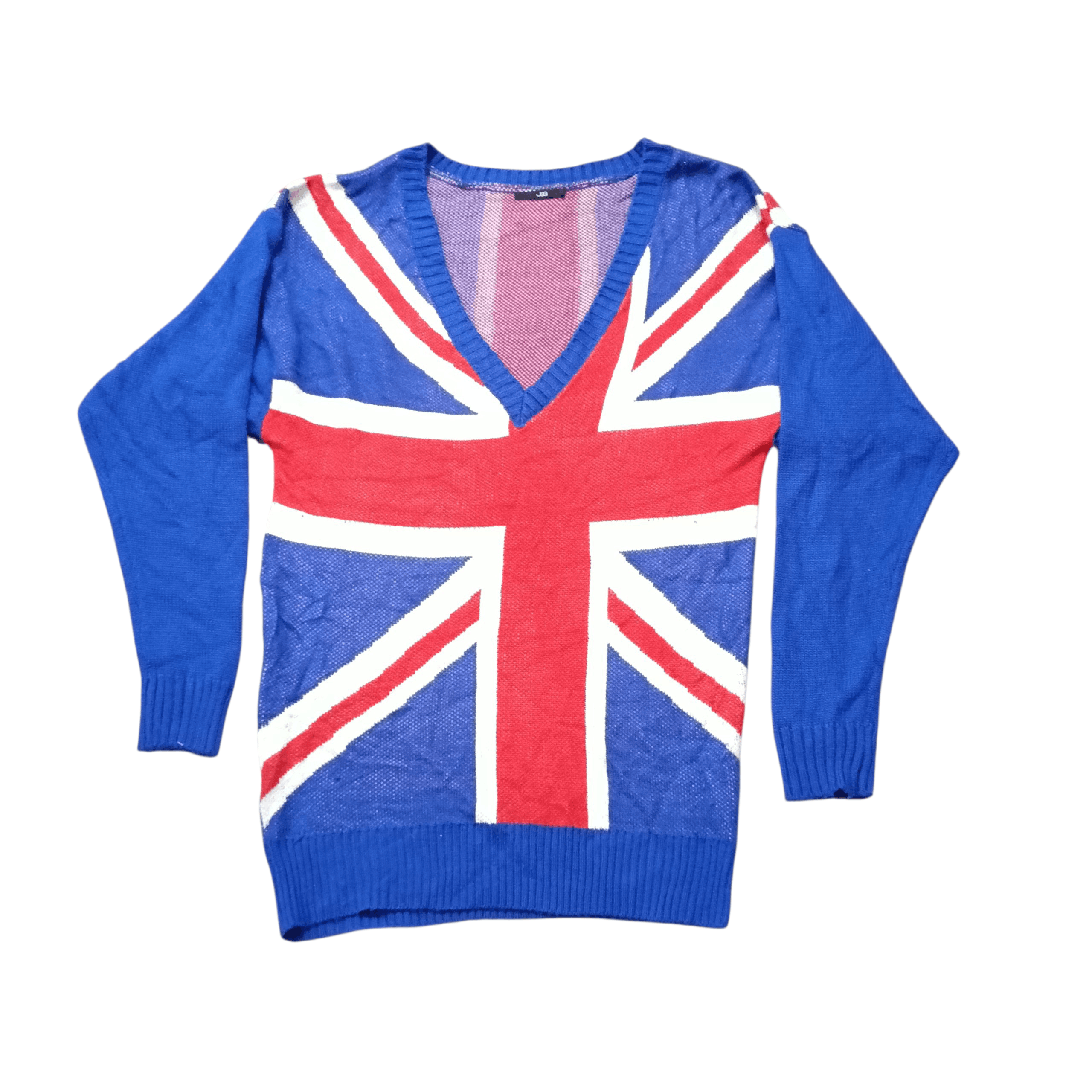 Japanese Brand UNION JACK Flag UK V-Neck Sweater Size L / US 10 / IT 46 - 1 Thumbnail
