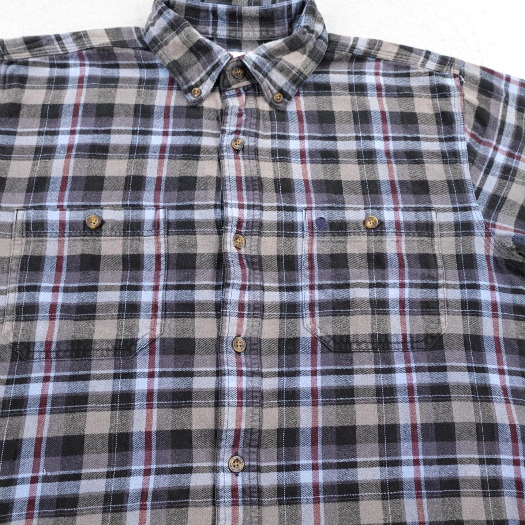 Carhartt Carhartt Shirt Mens Large Blue Gray Black Plaid Flannel Distressed Button Up Size US L / EU 52-54 / 3 - 3 Thumbnail
