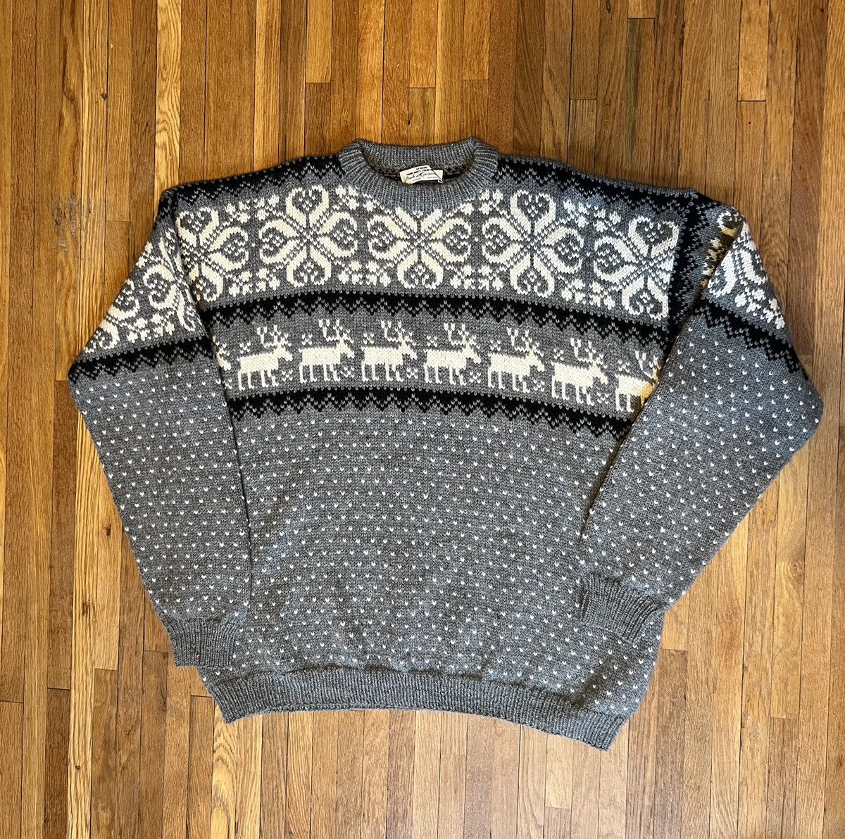 image of Vintage Norsk Handstikkas Genuine Hand Knit Sweater From Norway 3Xl in Grey, Men's (Size 2XL)