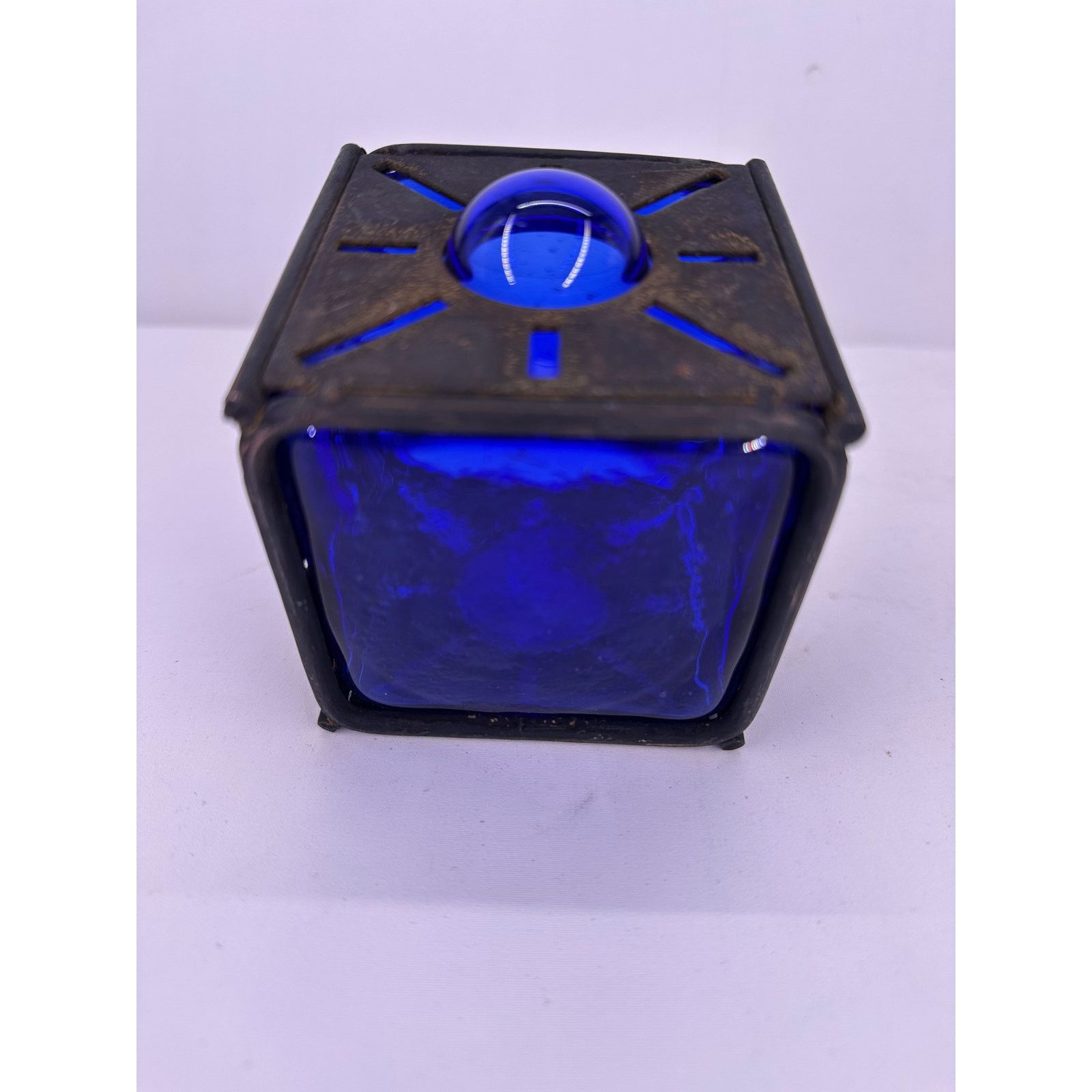 & Other Stories Vintage Thick 3" X 3" Square Cobalt Blue Glass CandleHolder Size ONE SIZE - 6 Thumbnail
