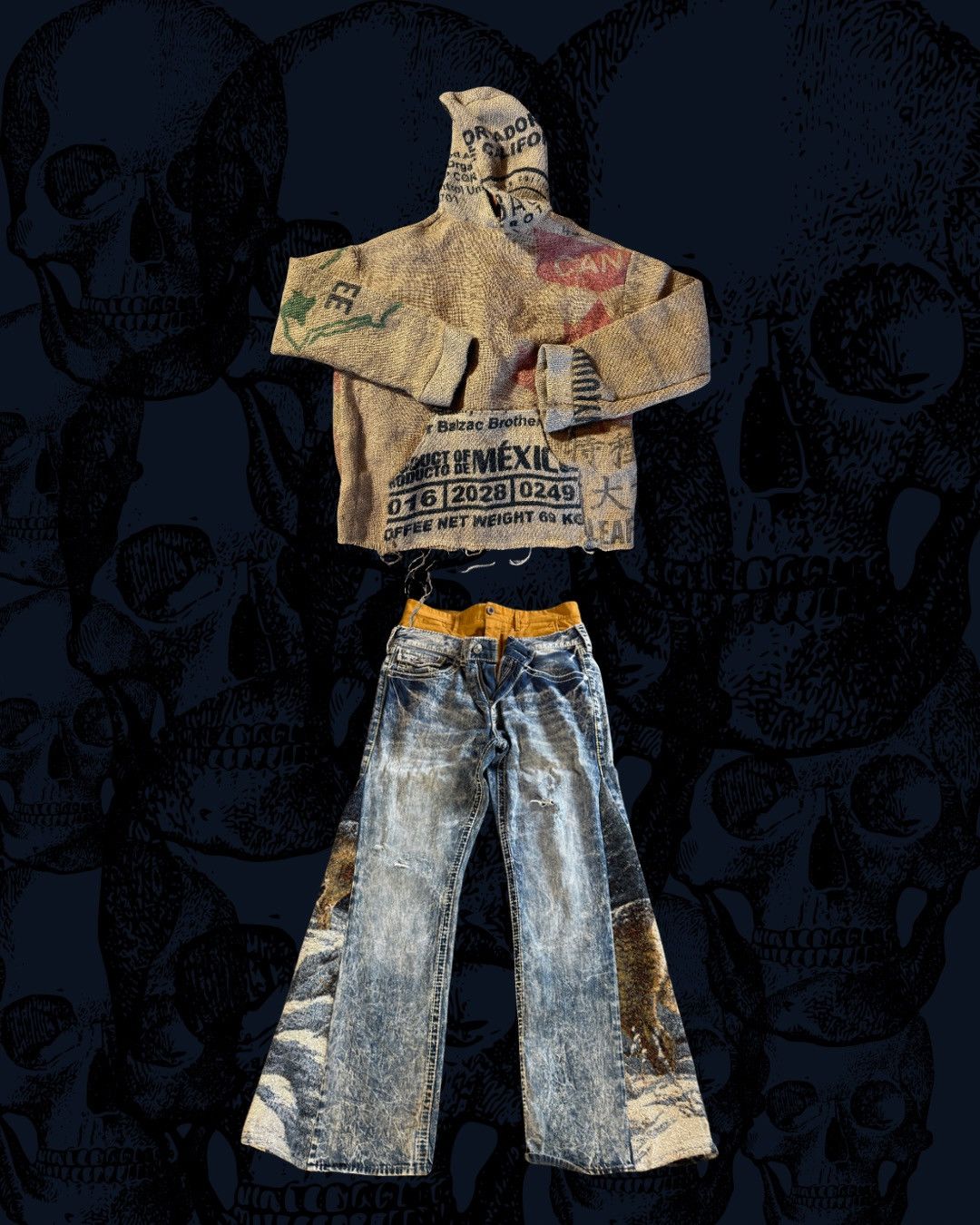 Other Super Flared Double Waisted Blue Denim- upcycled Size US 34 / EU 50 - 2 Thumbnail