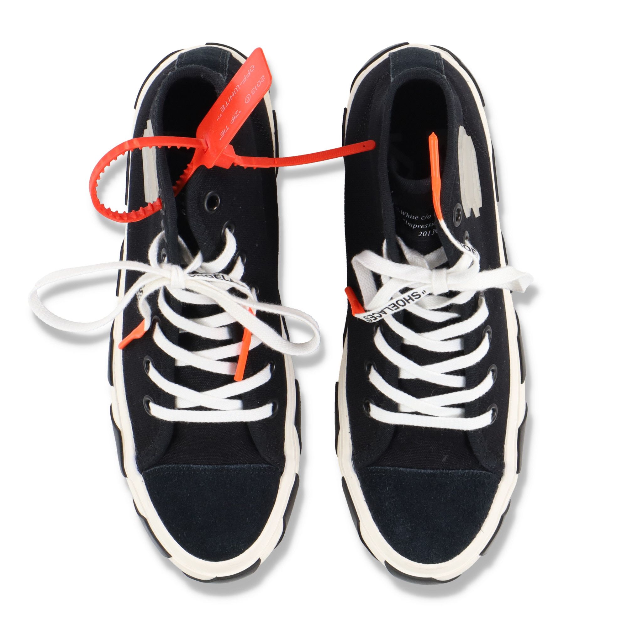 Off-White Black Vulcanised Striped Logo Hi-top Trainers Size US 7 / EU 40 - 3 Thumbnail