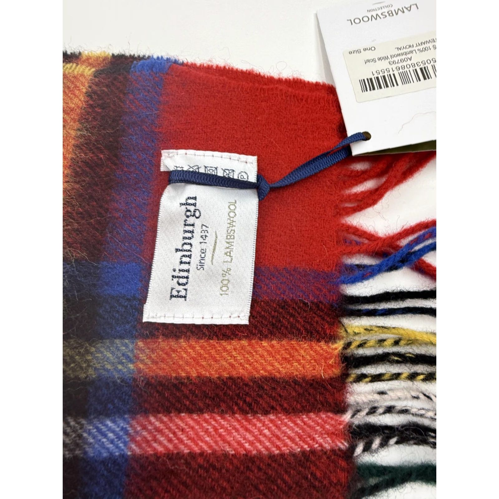 Vintage Edinburgh Scarf Mens One Size Red Stewart Royal Plaid Lambswool Fringe Winter Size ONE SIZE - 2 Thumbnail
