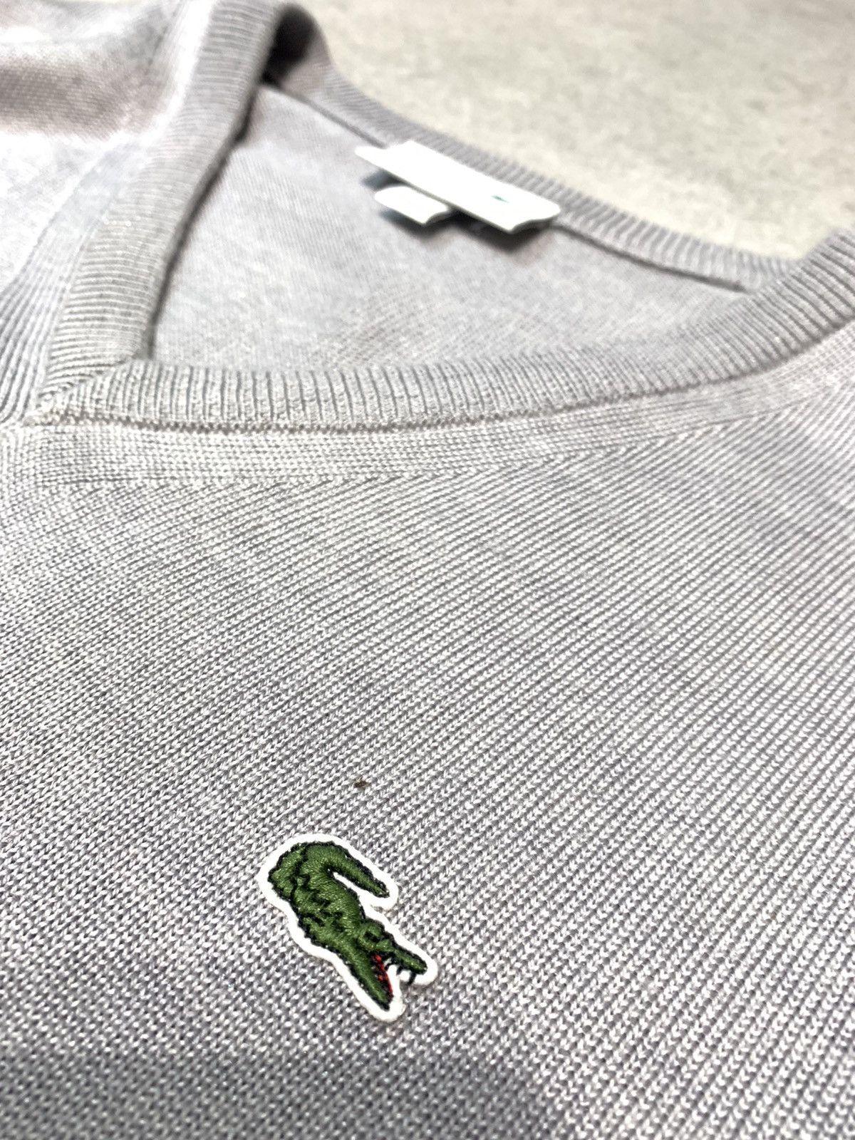 Lacoste × Vintage Plain Silver grey Y2K vintage Embroidered Lacoste Sweater Size US L / EU 52-54 / 3 - 4 Thumbnail
