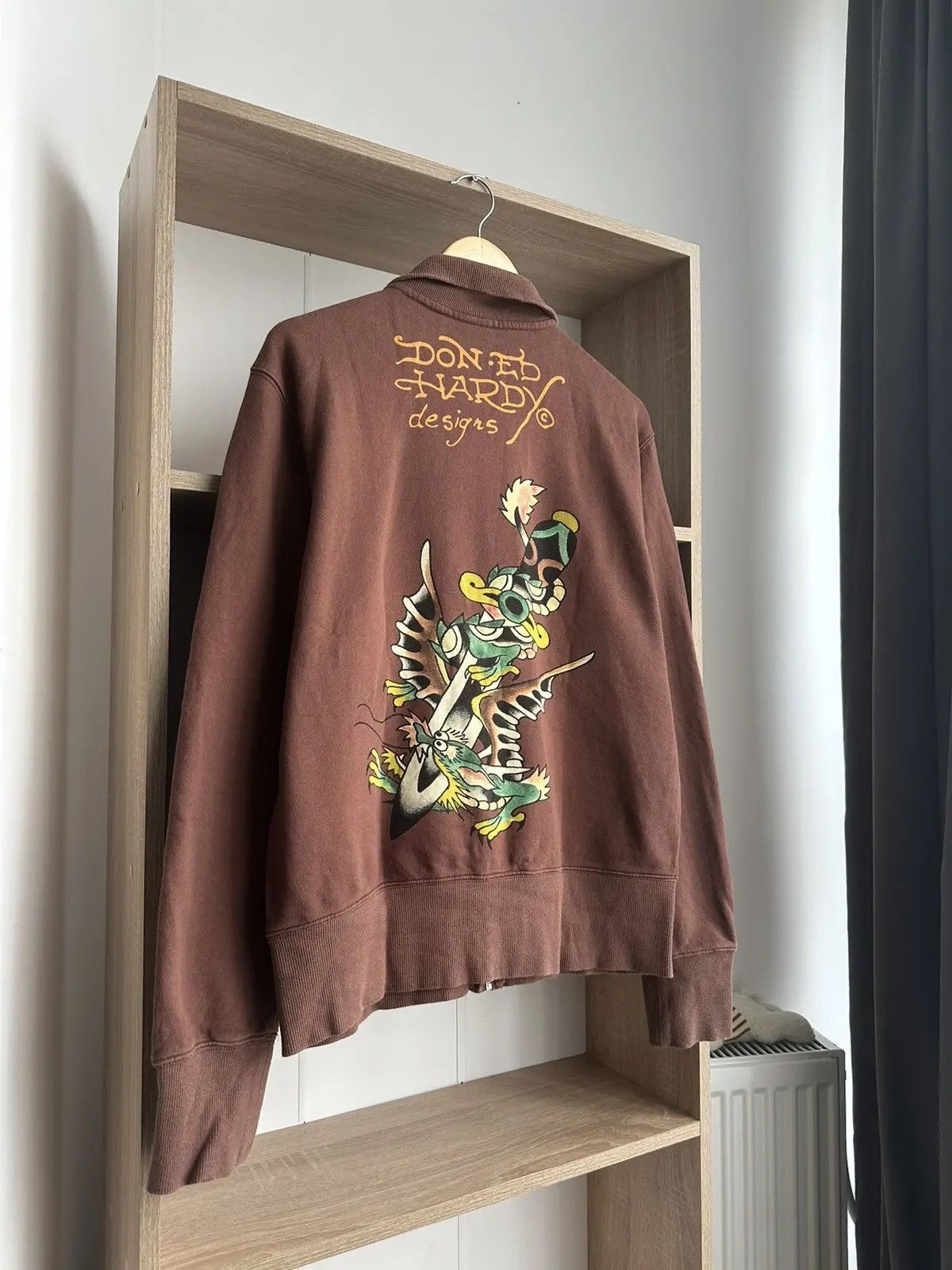 Christian Audigier × Ed Hardy × Vintage Vintage Ed Hardy Christian Audigier Brown Hoodie Size US M / EU 48-50 / 2 - 14 Thumbnail
