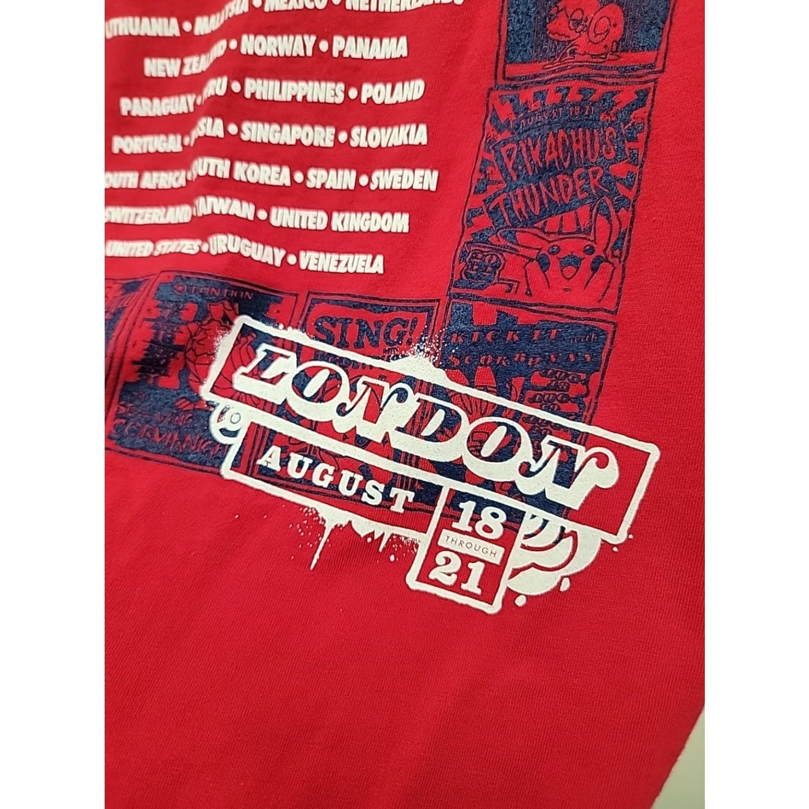 Vintage Pokemon World Championships T Shirt Adult XL Red London Pikachu STAFF TCG 2022 Nike? Size US XL / EU 56 / 4 - 6 Thumbnail