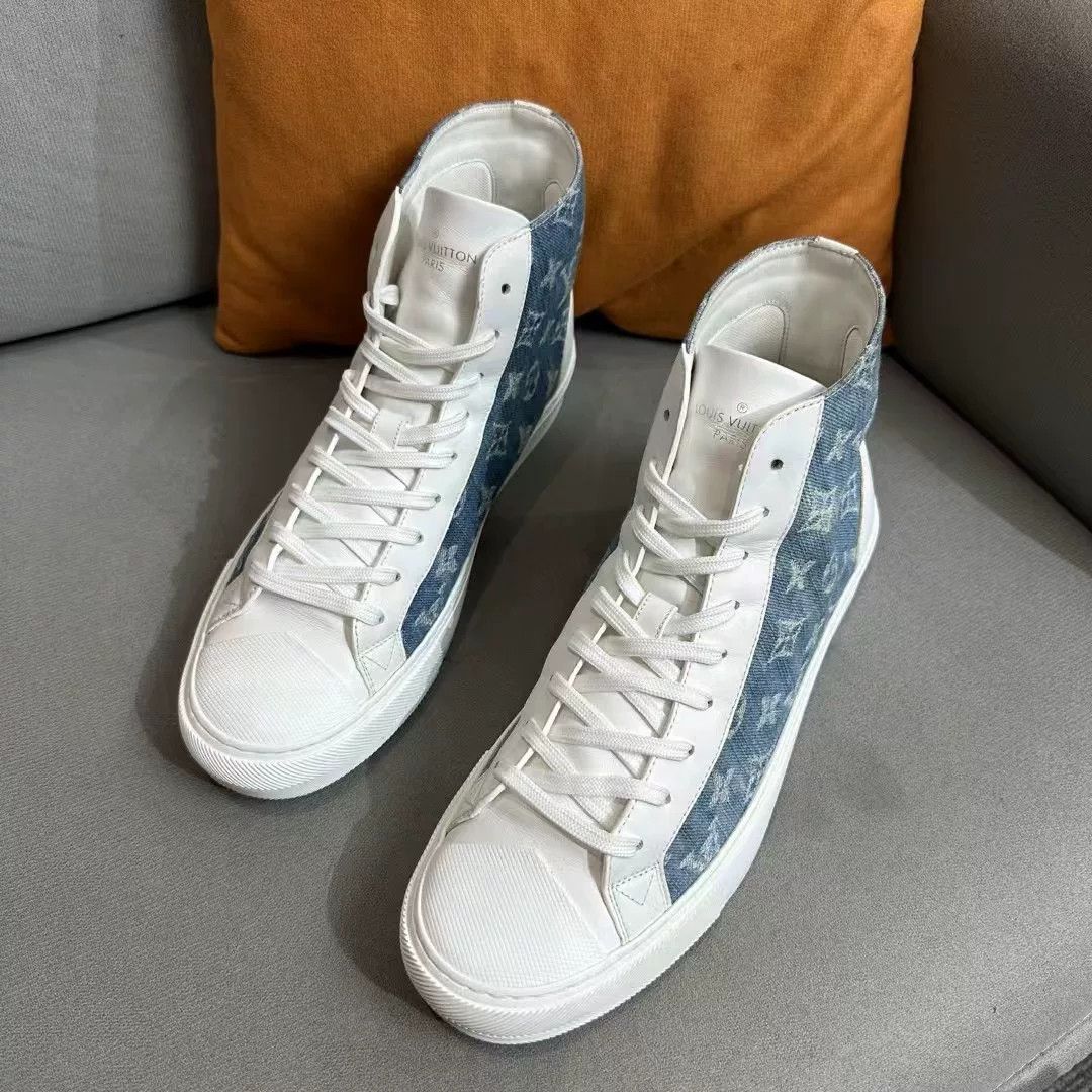 Louis Vuitton Louis Vuitton Denim Blue Hitop Sneakers 9 Men Size US 9 / EU 42 - 1 Thumbnail