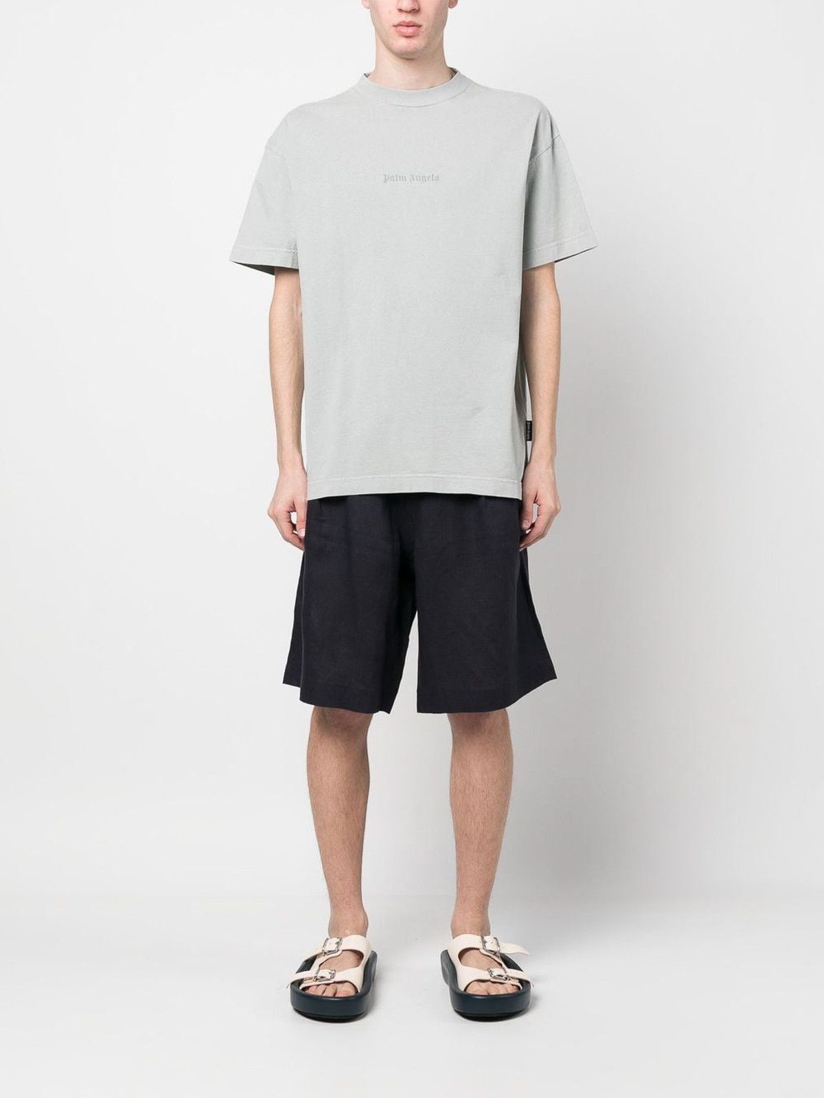 Palm Angels o1gr1nt0425 Gd Reverse Logo T-Shirt Light Grey Size US XXS / EU 40 - 3 Thumbnail