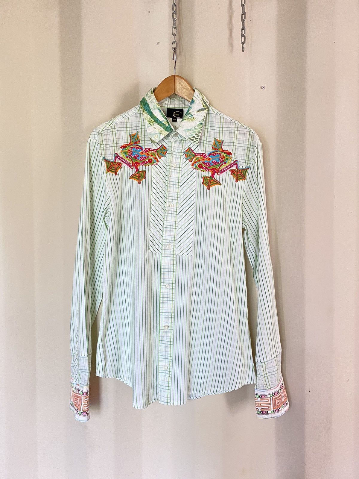 Just Cavalli JUST Cavalli Emerald Stripes Long-Sleeve Shirt Size L / US 10 / IT 46 - 1 Thumbnail