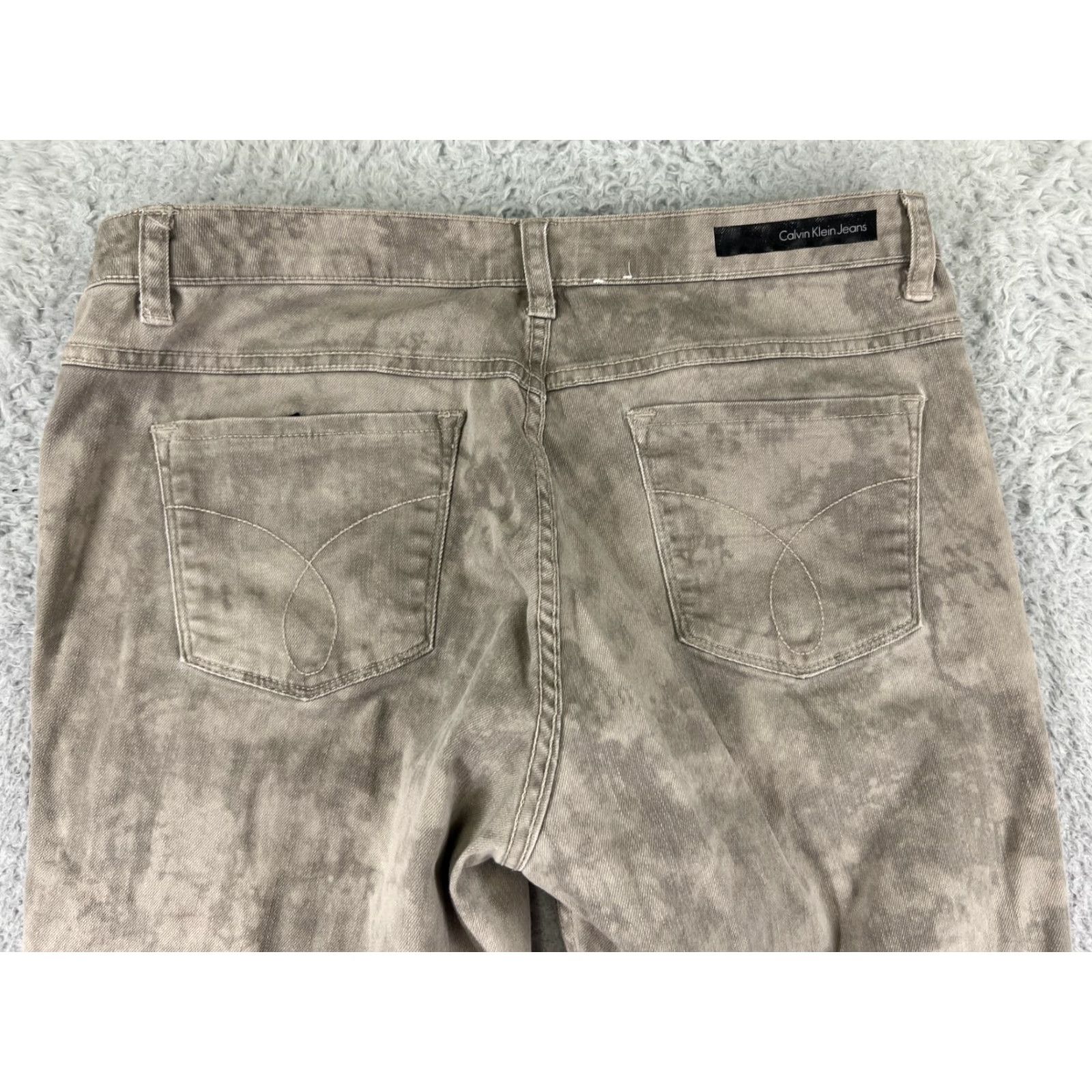 Calvin Klein Calvin Klein Jeans Women 31 Beige Denim Straight Leg Mid Rise Acid Wash Pants Size 24" / US 00 / IT 34 - 3 Thumbnail