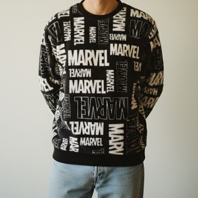 Marvel Comics Vintage Marvel Longsleeve Sweatshirt Pattern Fur Round Size US L / EU 52-54 / 3 - 1 Thumbnail