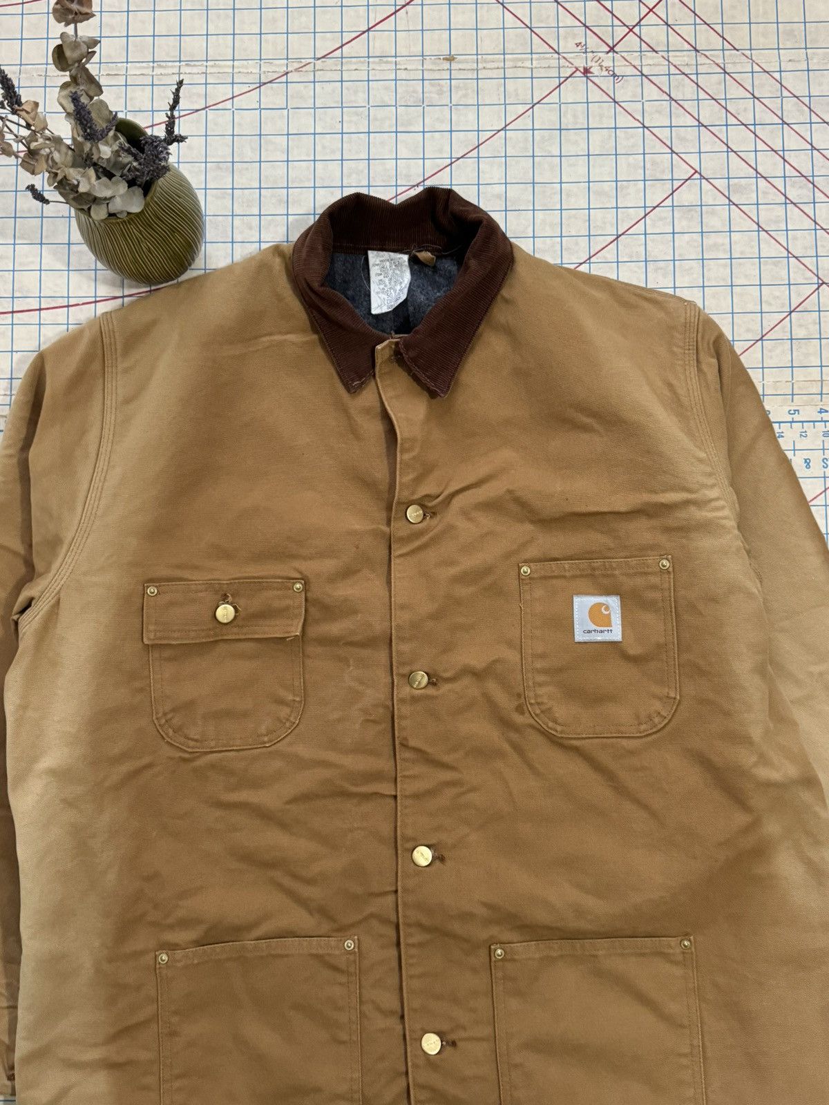 Carhartt × Vintage Carhartt Chore Coat Duck Canvas Nice Fade Blanket Lined Barn Size US XL / EU 56 / 4 - 4 Thumbnail