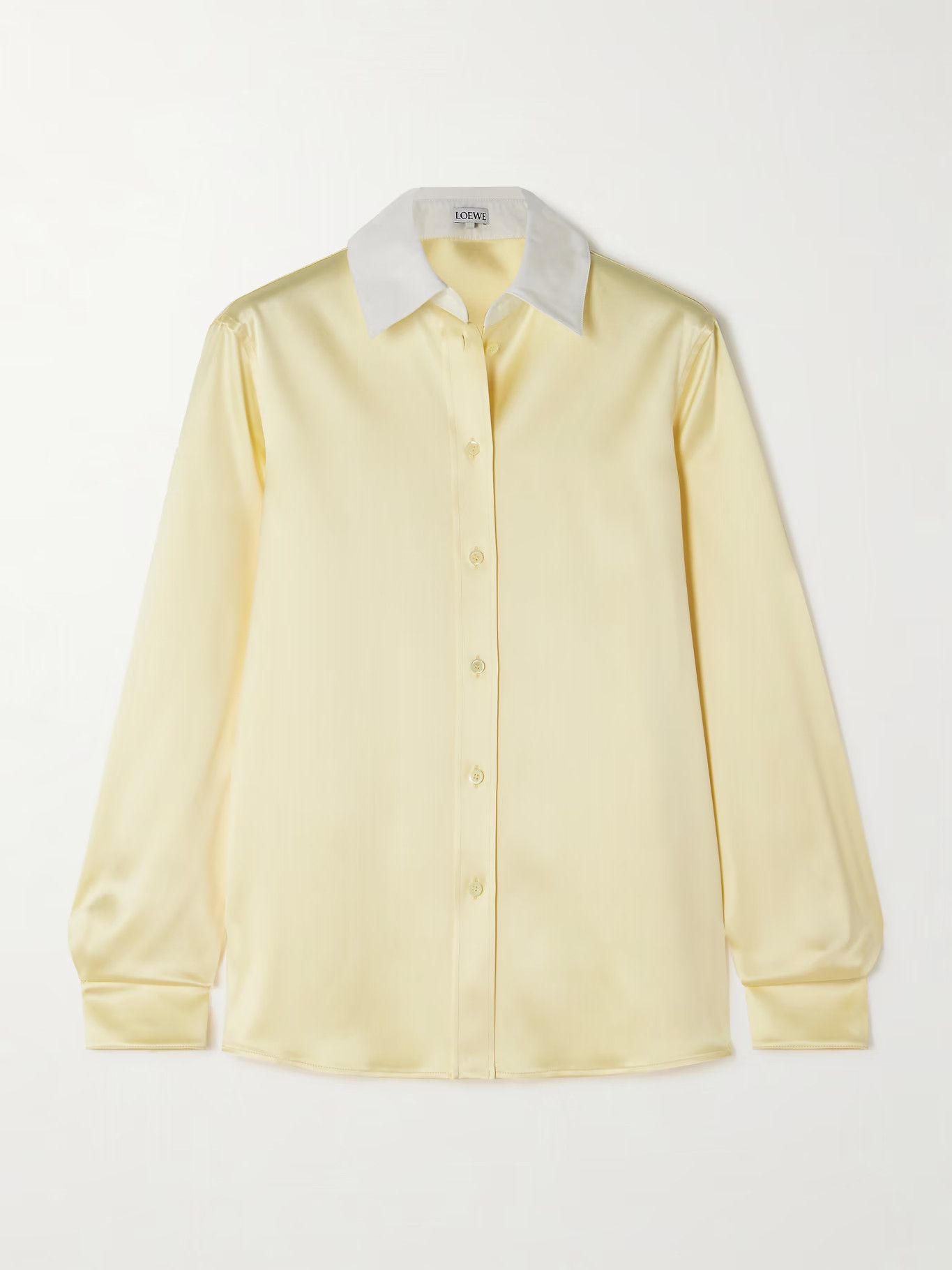 Loewe o1y1025 Silk Shirt in Pastel Yellow Size L / US 10 / IT 46 - 1 Thumbnail