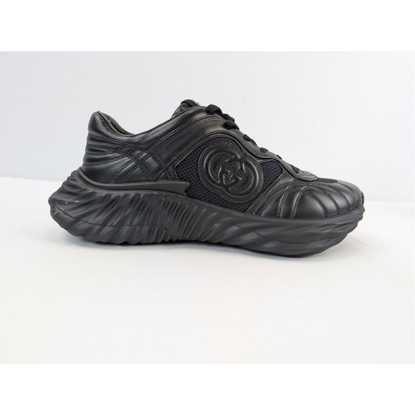 Gucci o1rshd1 Ripple Leather Sneakers in Black Size US 11.5 / EU 44-45 - 4 Thumbnail