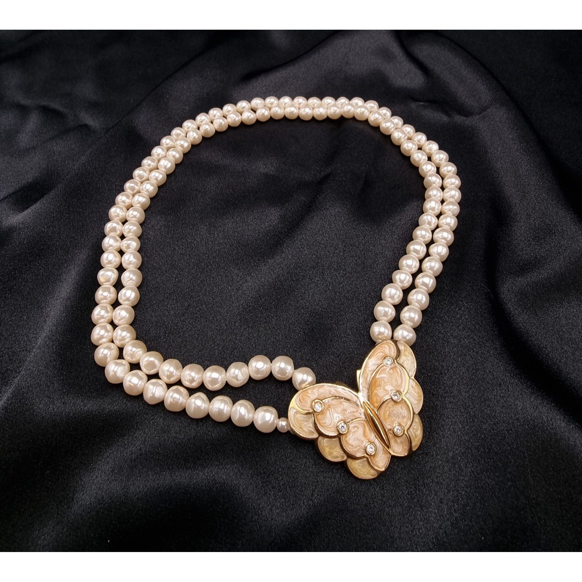 Vintage 1980s KJL For Avon Double-Strand Faux Pearl Necklace