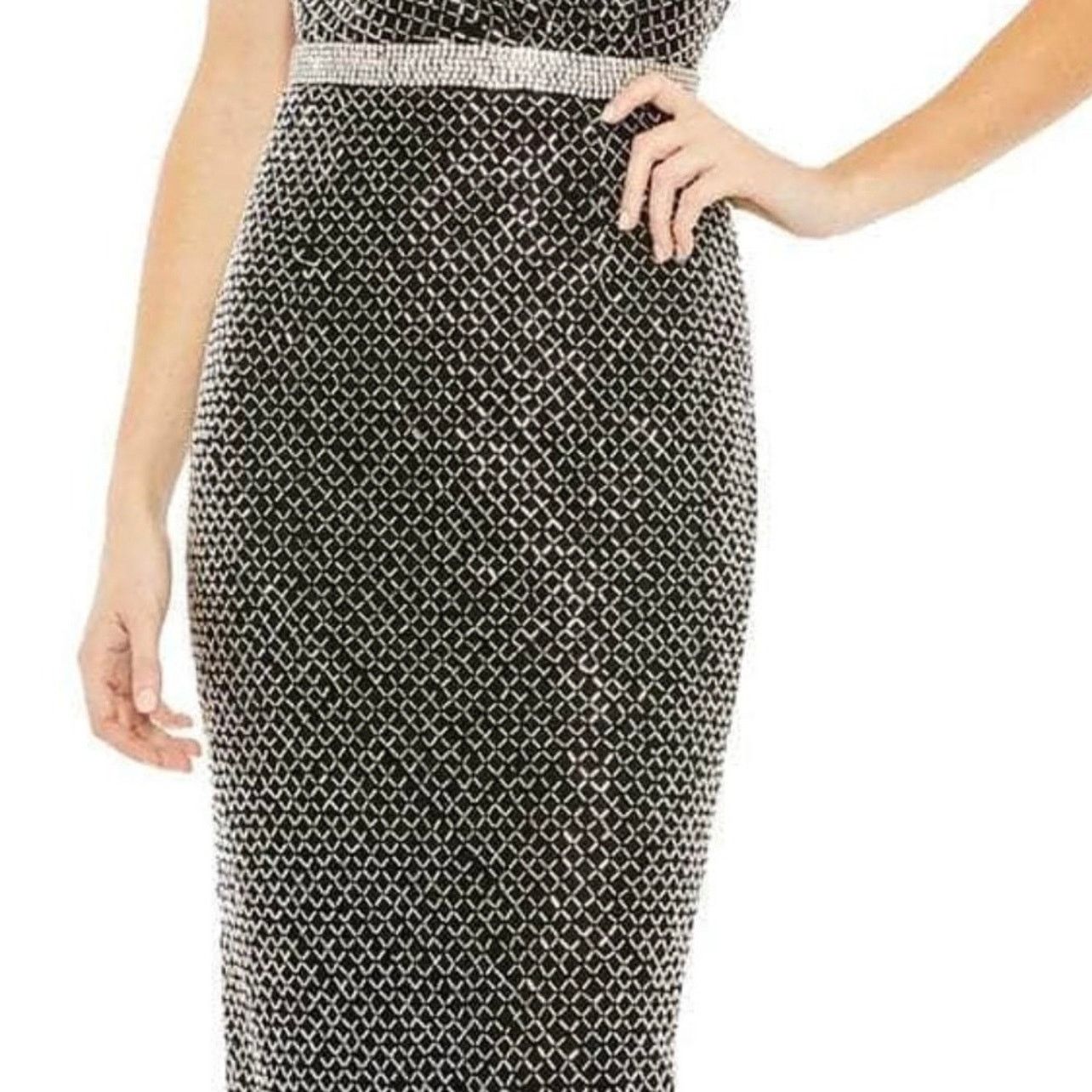 MACH & MACH Mac Duggal Rhinestone Cocktail Dress Black Silver size 4 BB Size S / US 4 / IT 40 - 4 Thumbnail